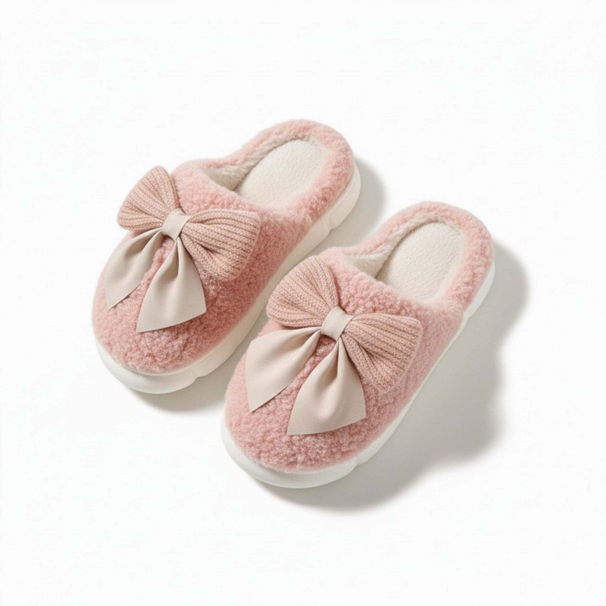 Anna-Kaci Lounge Women's Plush Mule House Slippers with Valentine Oversized Bow Accent and Soft Cushioned Footbed