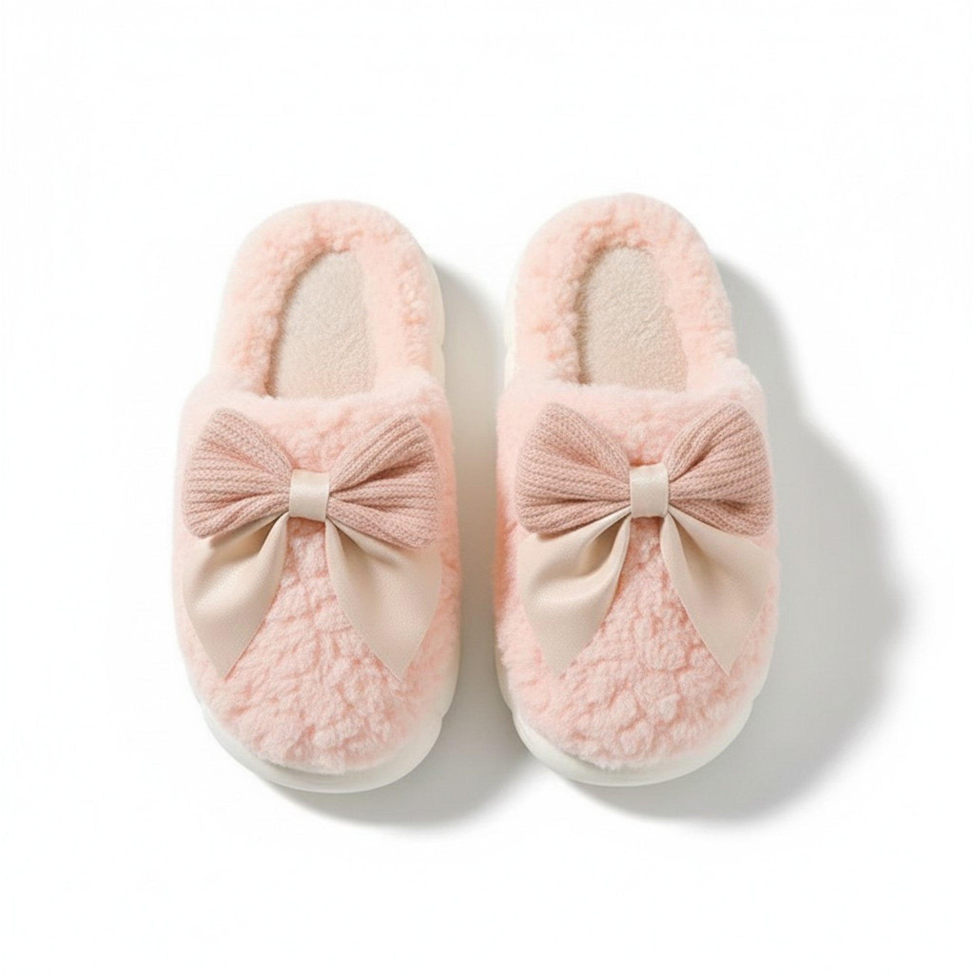 Anna-Kaci Lounge Women's Plush Mule House Slippers with Valentine Oversized Bow Accent and Soft Cushioned Footbed