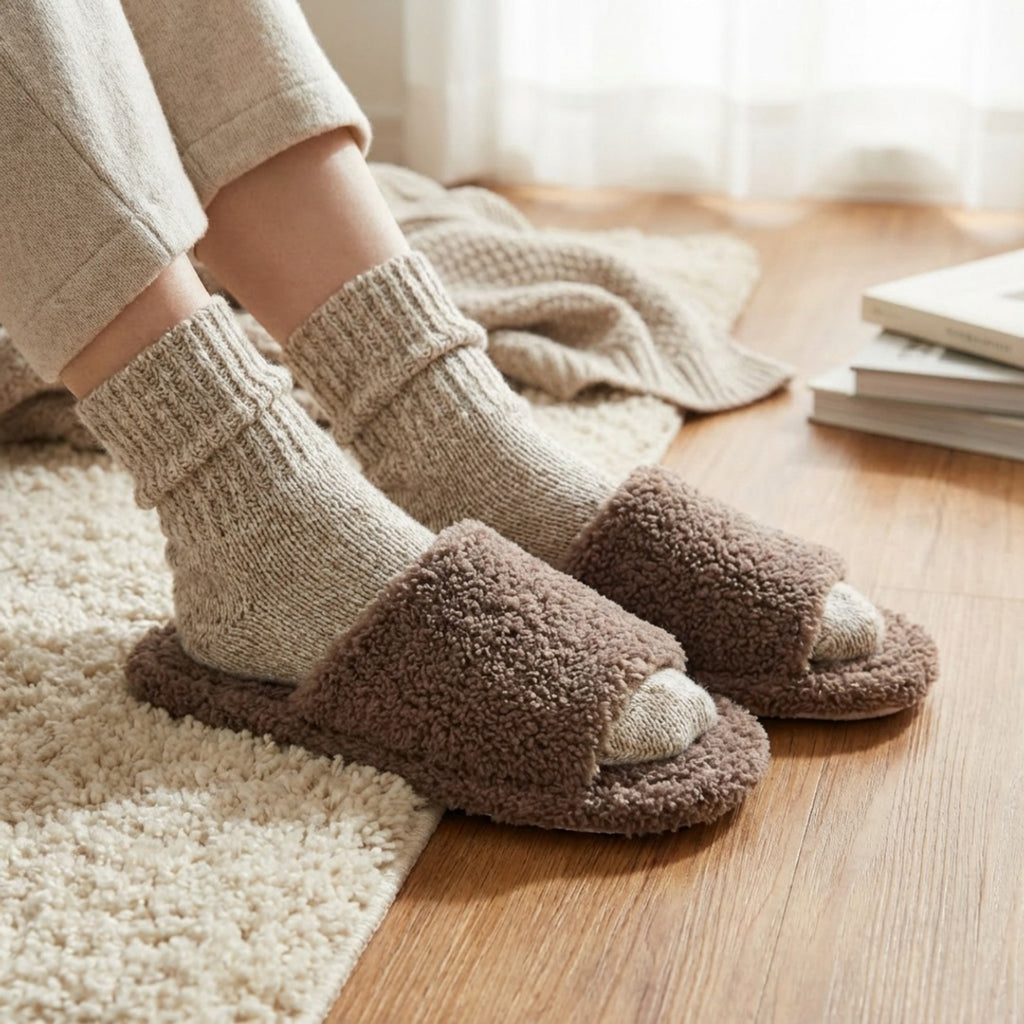 Anna-Kaci Lounge Women's Plush Slide House Slippers with Soft Textured Upper and Cushioned Comfort Footbed