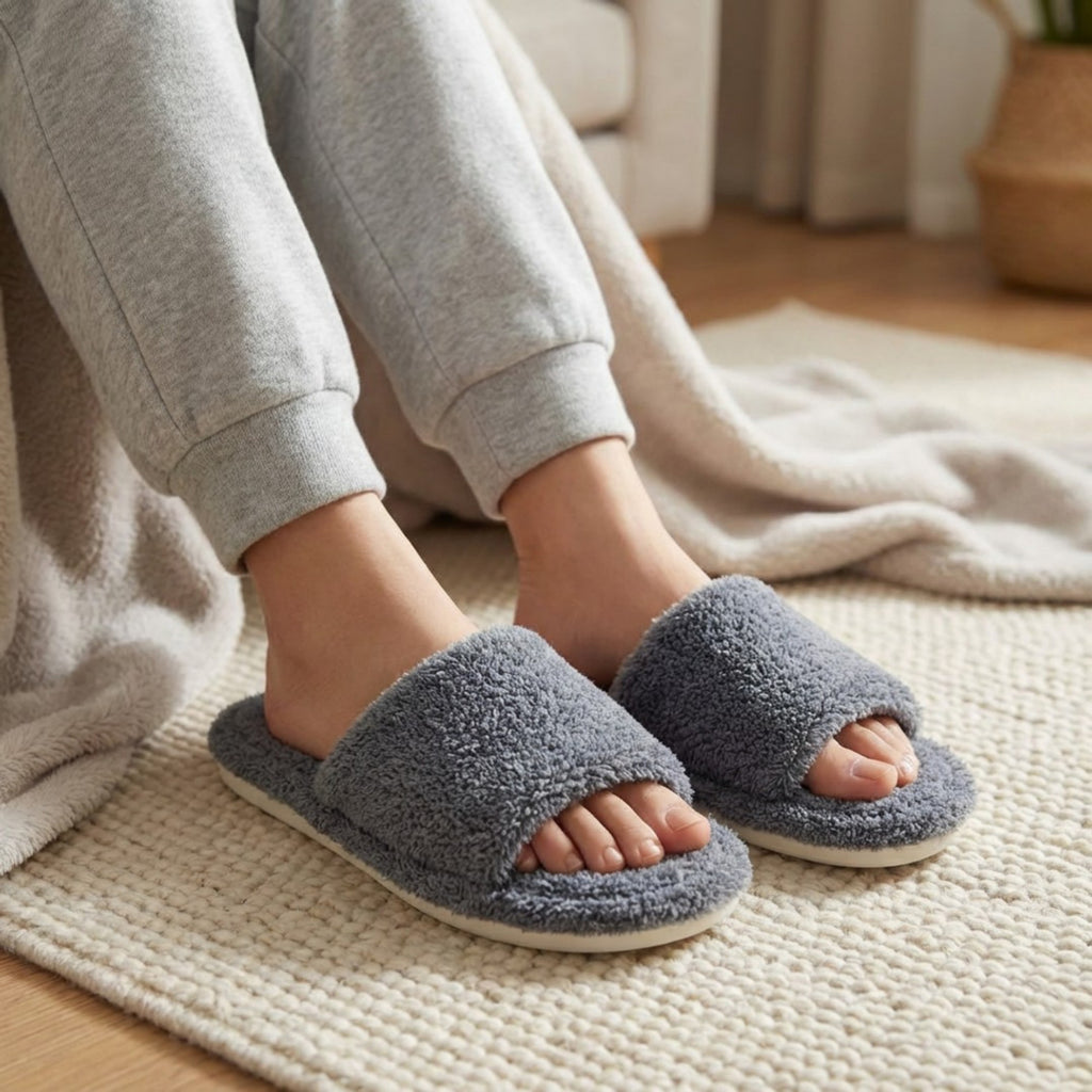 Anna-Kaci Lounge Women's Plush Slide House Slippers with Soft Textured Upper and Cushioned Comfort Footbed
