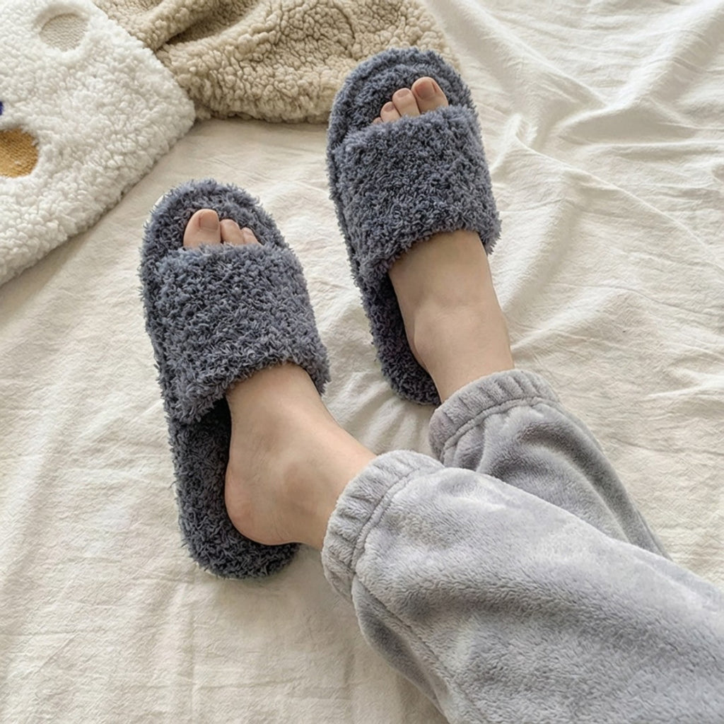 Anna-Kaci Lounge Women's Plush Slide House Slippers with Soft Textured Upper and Cushioned Comfort Footbed