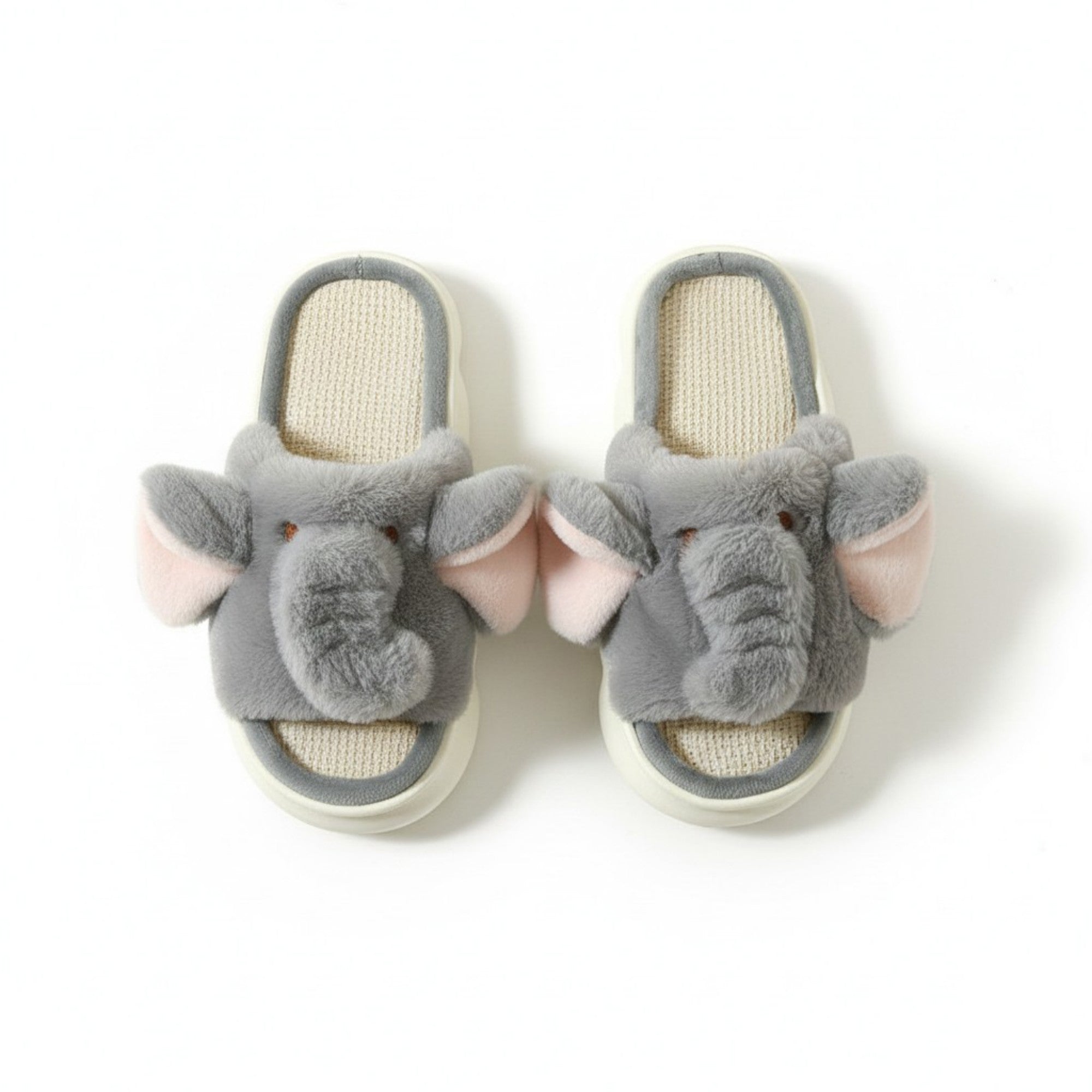 Anna-Kaci Lounge Women's Plush Animal Slide House Slippers with Elephant Design and Soft Cushioned Footbed