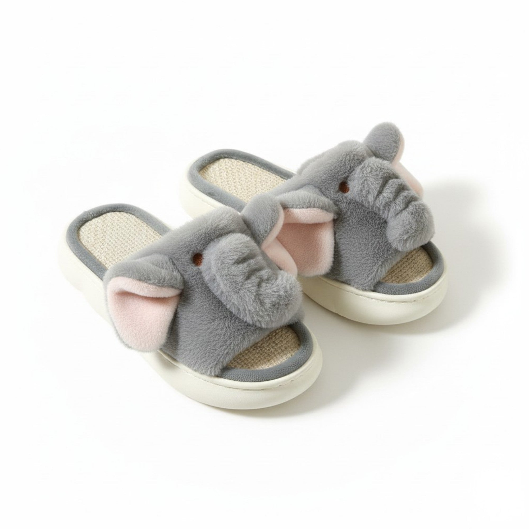 Anna-Kaci Lounge Women's Plush Animal Slide House Slippers with Elephant Design and Soft Cushioned Footbed