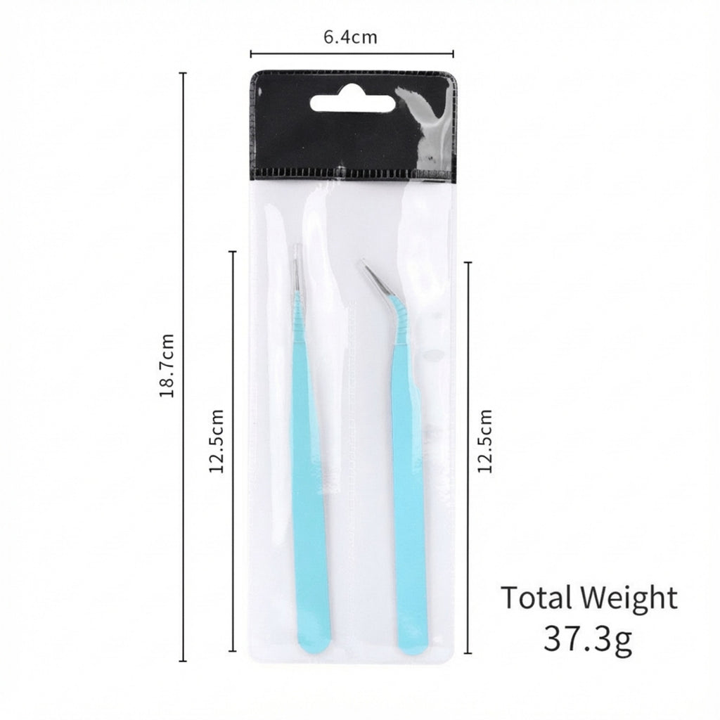 Anna-Kaci Precision Tweezers Set with Straight and Angled Tips for Hair Removal and Grooming
