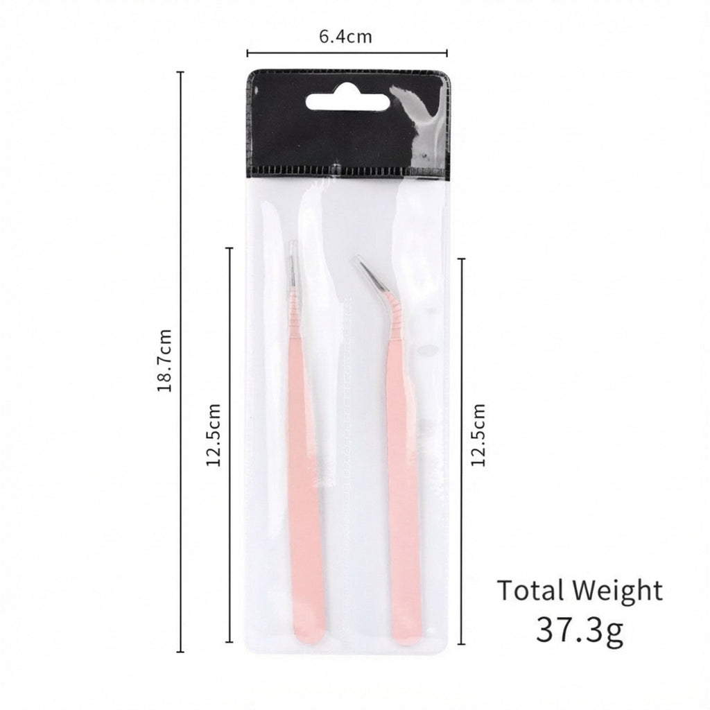 Anna-Kaci Precision Tweezers Set with Straight and Angled Tips for Hair Removal and Grooming