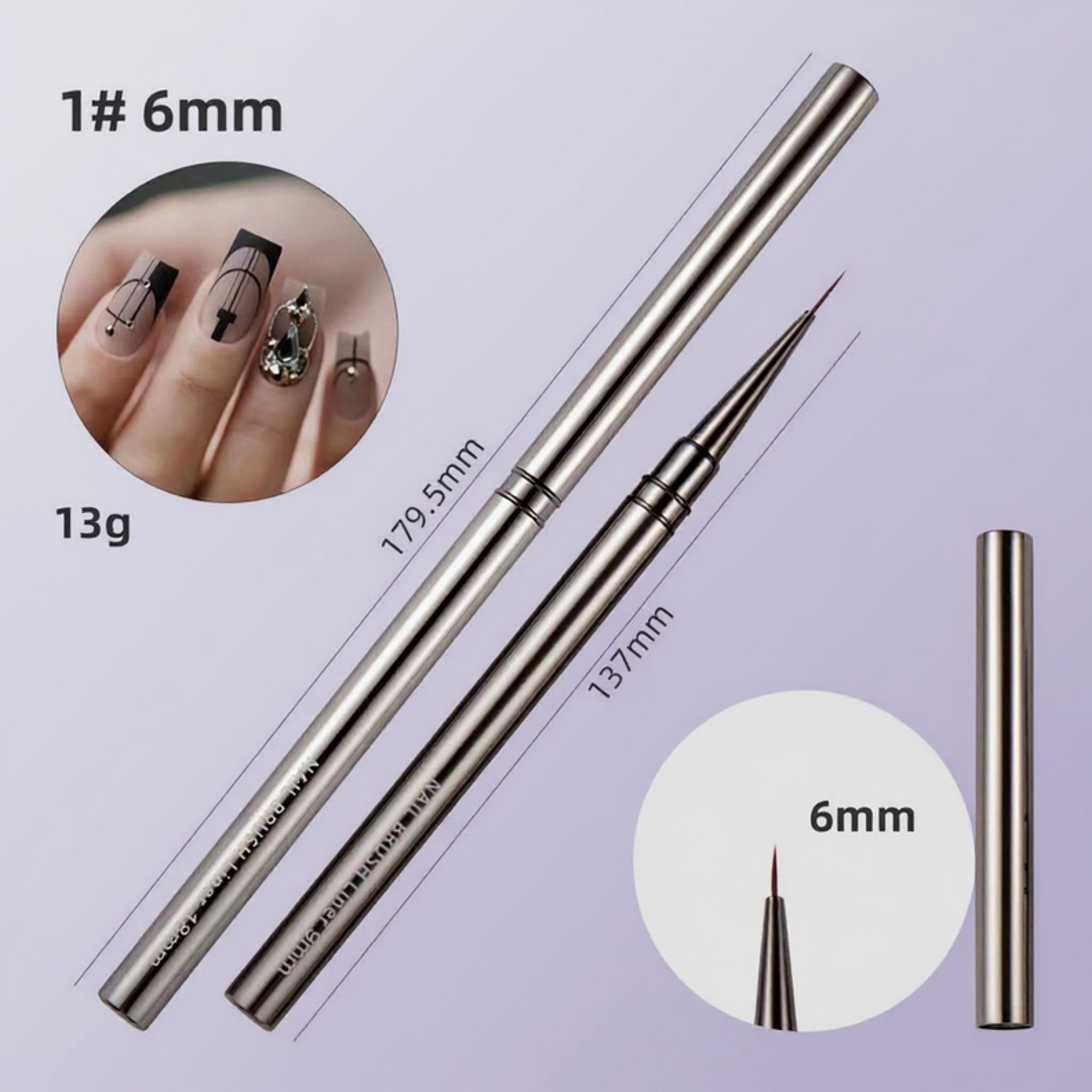 Anna-Kaci 5-Piece Nail Art Liner Brush Set with Ultra Fine Detail Tips for Precision Gel Striping and Design