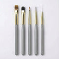 Anna-Kaci 5-Piece Nail Art Brush Set with Flat Gel Brush Angled Detail Brush Fine Liner and Precision Needle Tool