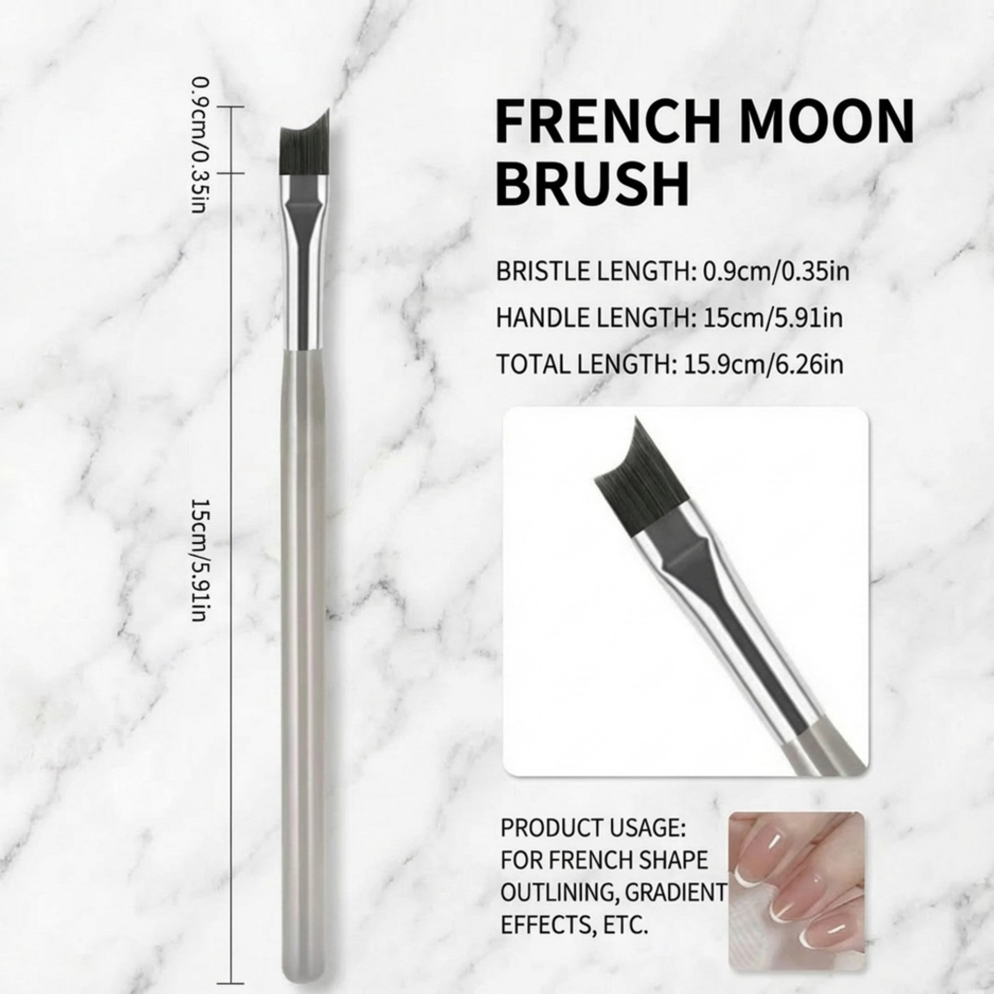 Anna-Kaci 5-Piece Nail Art Brush Set with Flat Gel Brush Angled Detail Brush Fine Liner and Precision Needle Tool