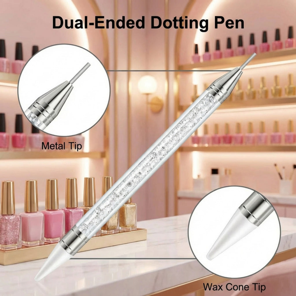 Anna-Kaci 3-Piece Rhinestone Nail Art Picker Pen Set with Dual-Ended Tips for Crystal Placement and Precision Detailing
