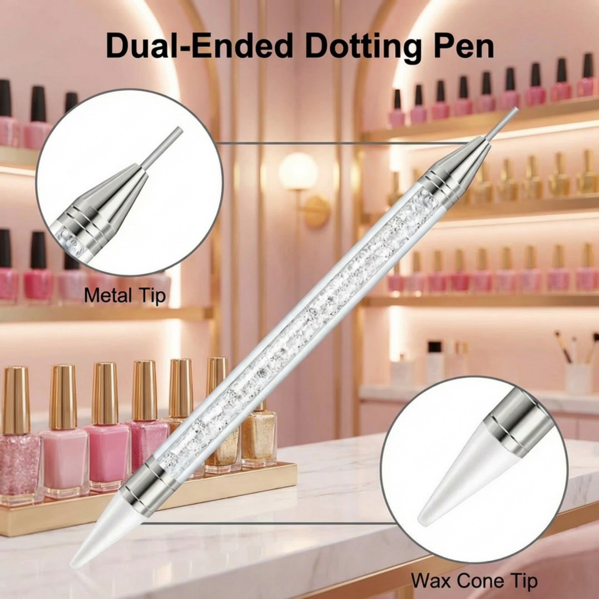 Anna-Kaci 3-Piece Rhinestone Nail Art Picker Pen Set with Dual-Ended Tips for Crystal Placement and Precision Detailing