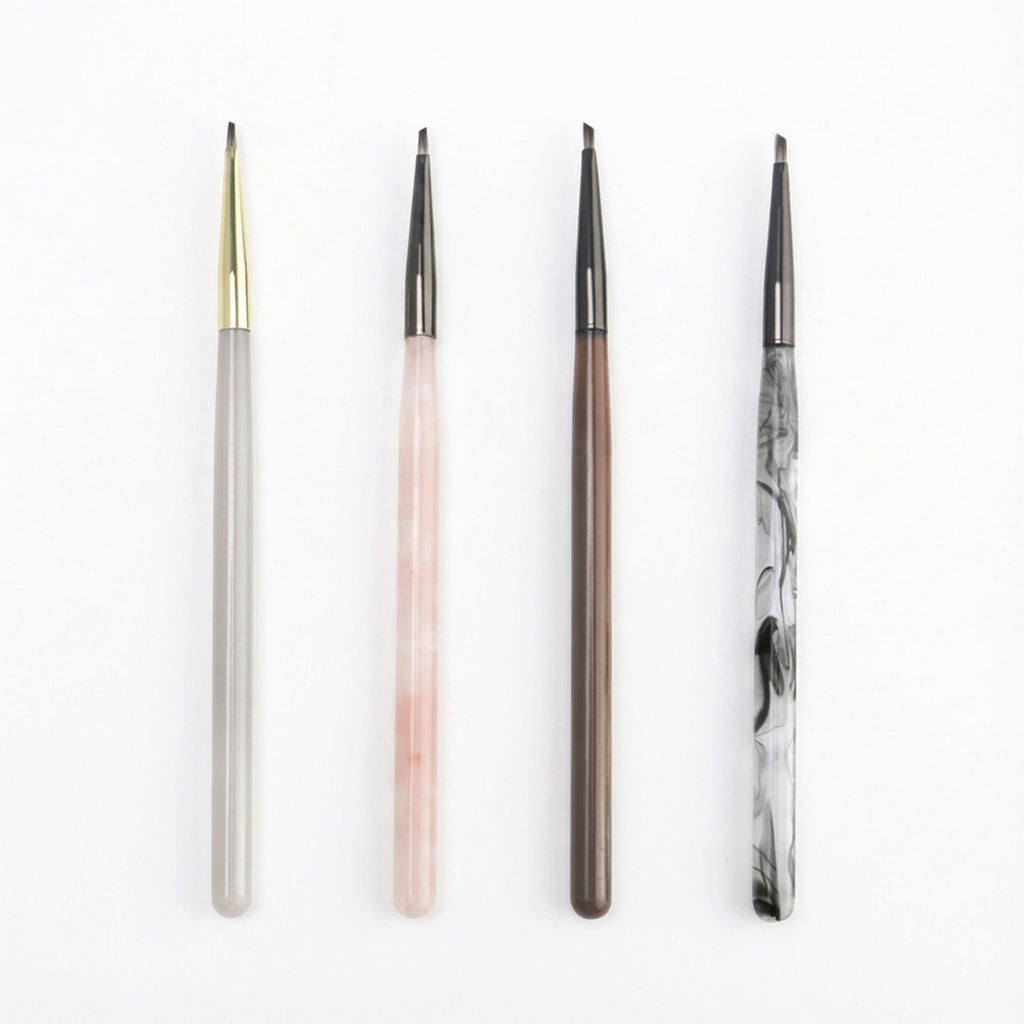 Anna-Kaci 4-Piece Angled Nail Art Brush Set with Slim Handles and Precision Liner Tips for Gel Acrylic and Nail Design