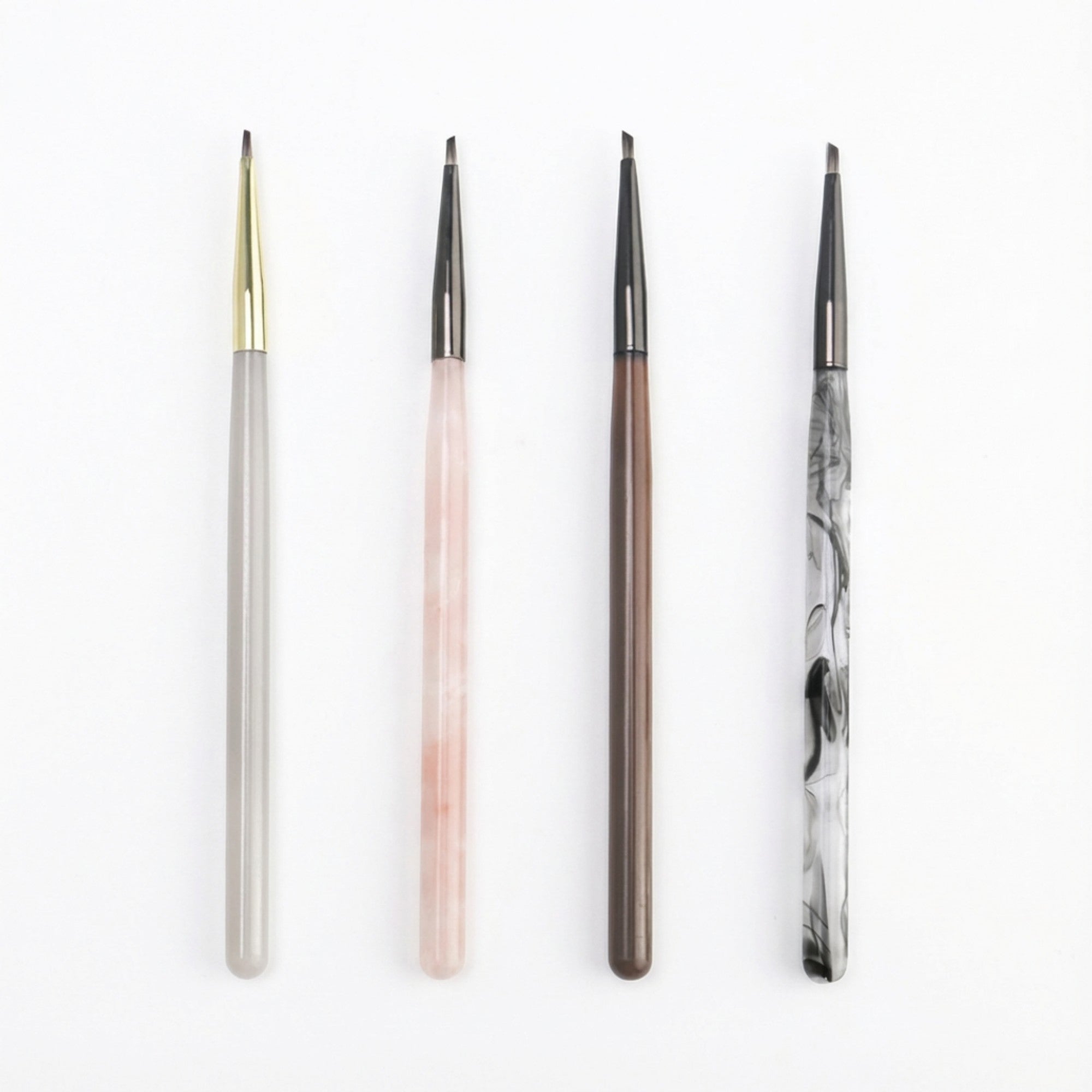 Anna-Kaci 4-Piece Angled Nail Art Brush Set with Slim Handles and Precision Liner Tips for Gel Acrylic and Nail Design