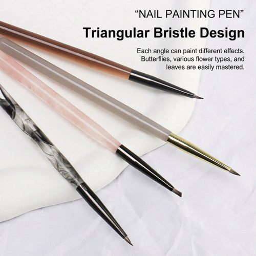 Anna-Kaci 4-Piece Angled Nail Art Brush Set with Slim Handles and Precision Liner Tips for Gel Acrylic and Nail Design