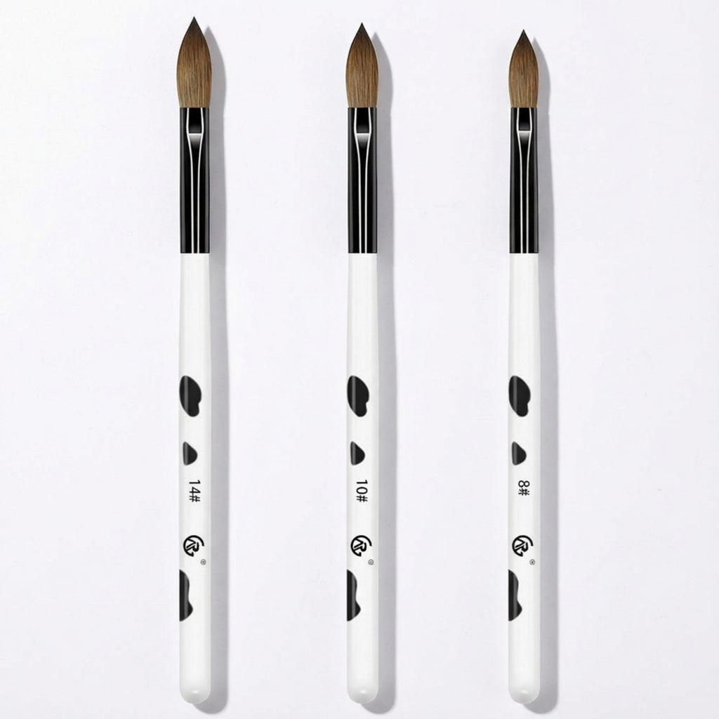 Anna-Kaci 3-Piece Nail Art Brush Set with Smooth Acrylic Handles and Precision Tips for Gel Acrylic and Nail Design