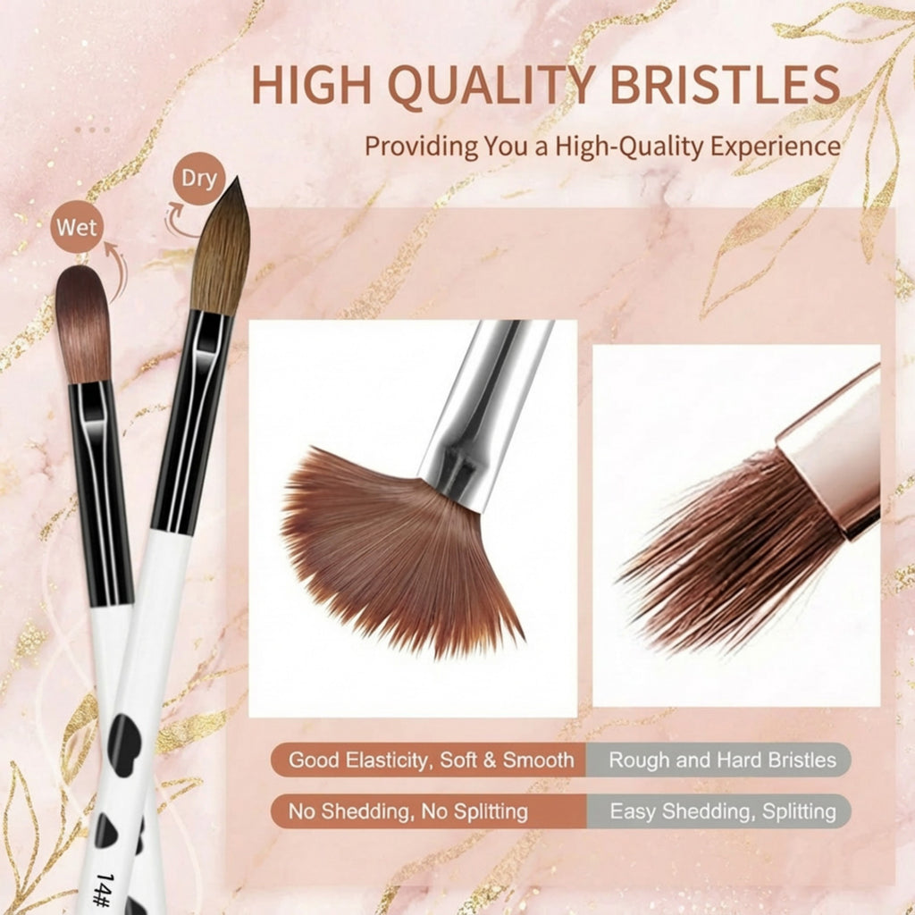Anna-Kaci 3-Piece Nail Art Brush Set with Smooth Acrylic Handles and Precision Tips for Gel Acrylic and Nail Design