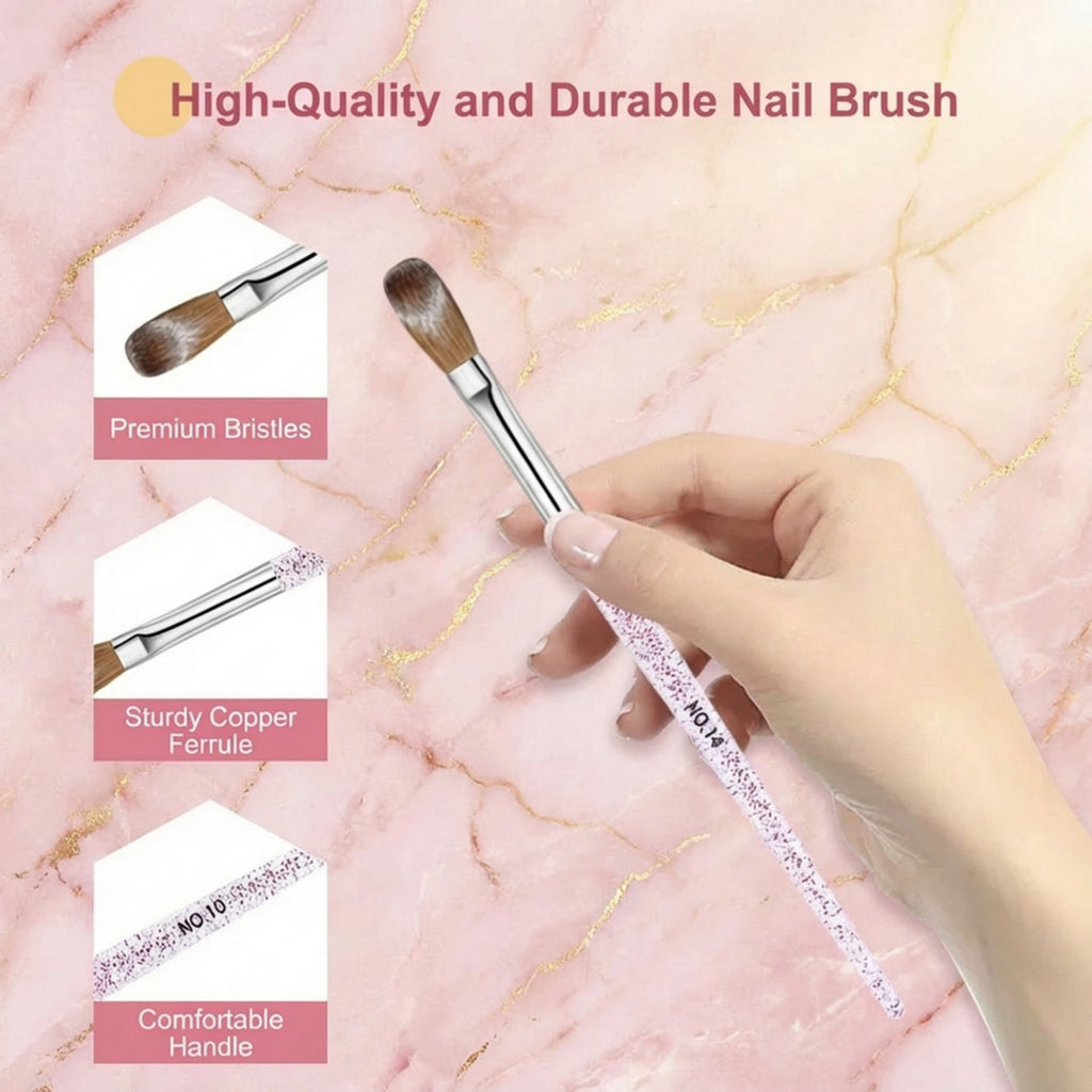 Anna-Kaci 3-Piece Nail Art Brush Set with Glitter Acrylic Handles and Precision Tips for Gel Acrylic and Nail Design