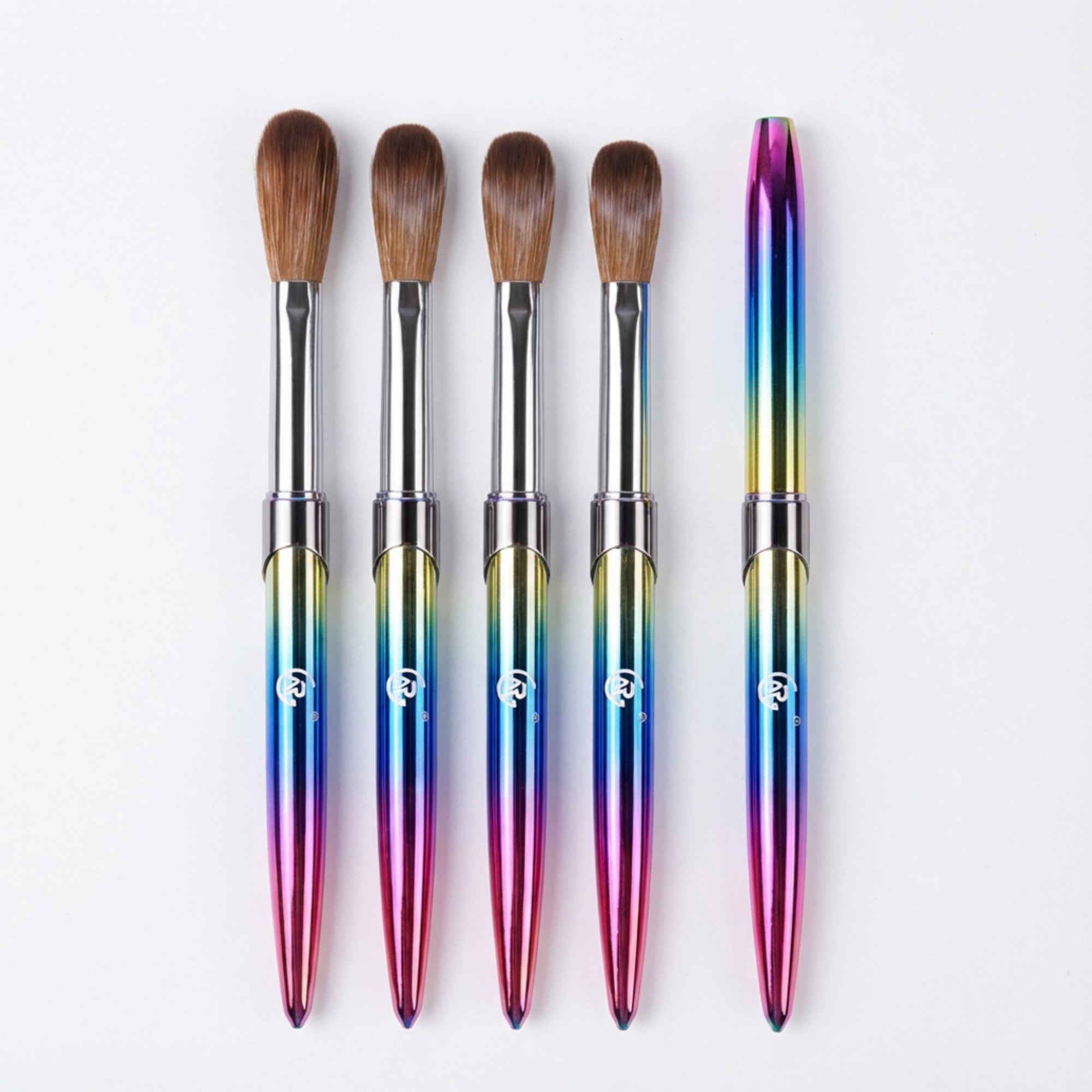 Anna-Kaci 4-Piece Nail Art Brush Set with Gradient Metal Handles and Precision Tips for Gel Acrylic and Nail Design