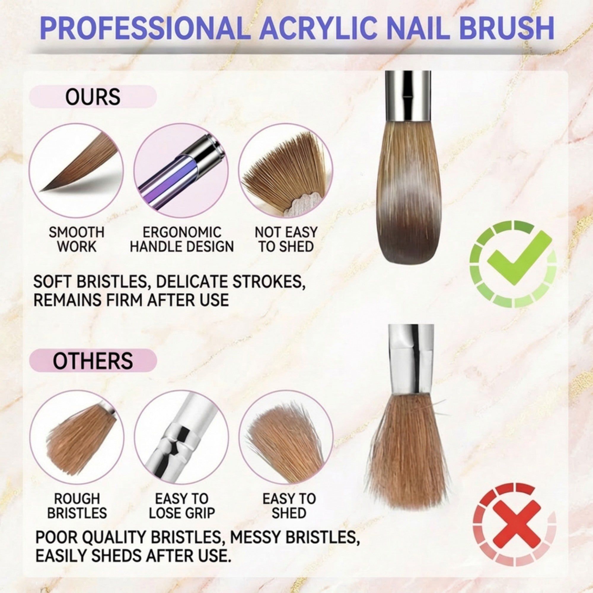 Anna-Kaci 4-Piece Nail Art Brush Set with Gradient Metal Handles and Precision Tips for Gel Acrylic and Nail Design