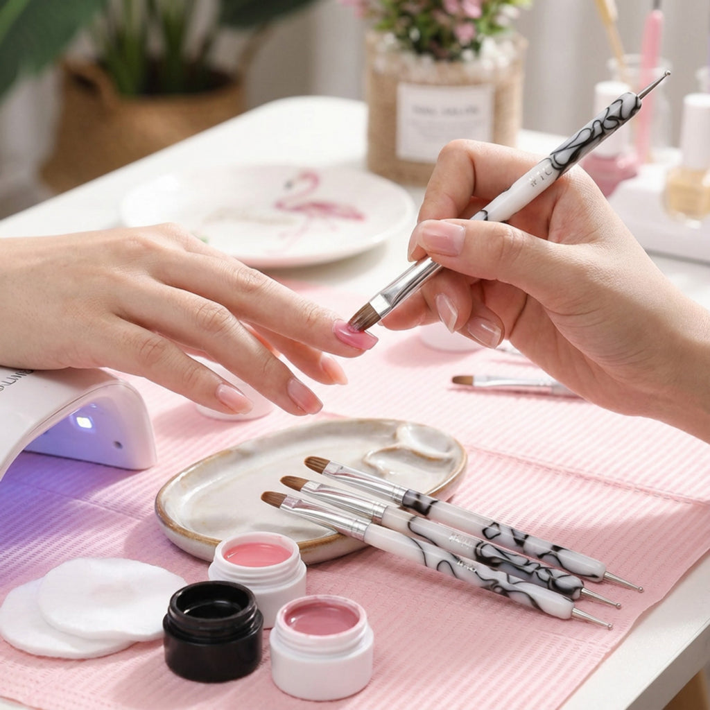 Anna-Kaci 4-Piece Nail Art Brush Set with Dual-Ended Precision Tips for Gel Acrylic and Detail Design