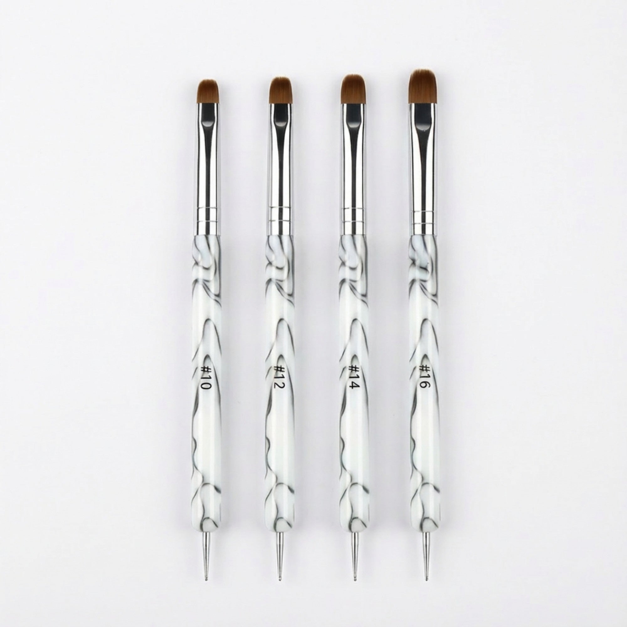 Anna-Kaci 4-Piece Nail Art Brush Set with Dual-Ended Precision Tips for Gel Acrylic and Detail Design
