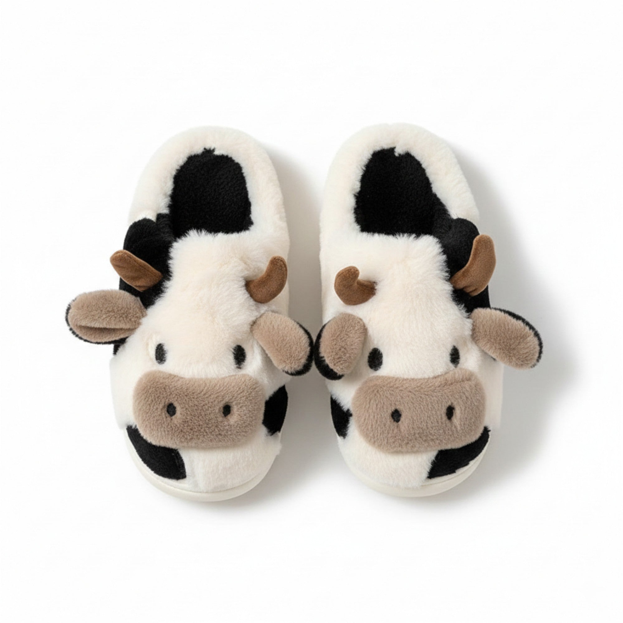 Anna-Kaci Lounge Women¡¯s Plush Cow Character Slide Slippers with Soft Faux Fur Texture and Cushioned Footbed