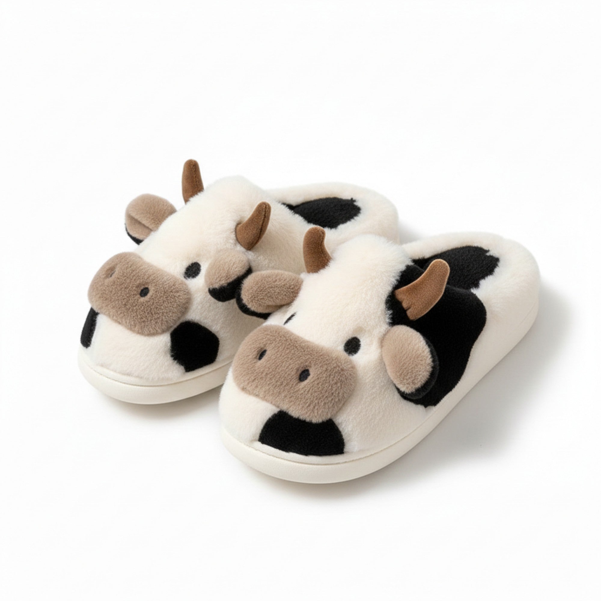 Anna-Kaci Lounge Women¡¯s Plush Cow Character Slide Slippers with Soft Faux Fur Texture and Cushioned Footbed