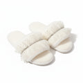 Anna-Kaci Lounge Women¡¯s Plush Slide Slippers with Sheer Polka Dot Ruffle Strap and Cushioned Footbed