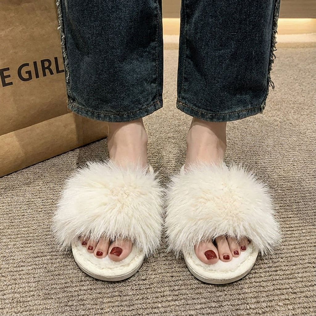 Anna-Kaci Lounge Women¡¯s Plush Faux Fur Slide Slippers with Soft Cushioned Footbed and Indoor Sole
