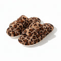 Anna-Kaci Lounge Women¡¯s Leopard Print Faux Fur Slide Slippers with Cushioned Footbed and Indoor Outdoor Sole