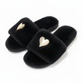 Anna-Kaci Lounge Women's Plush Slide House Slippers with Valentine Metallic Heart Accent and Cushioned Footbed