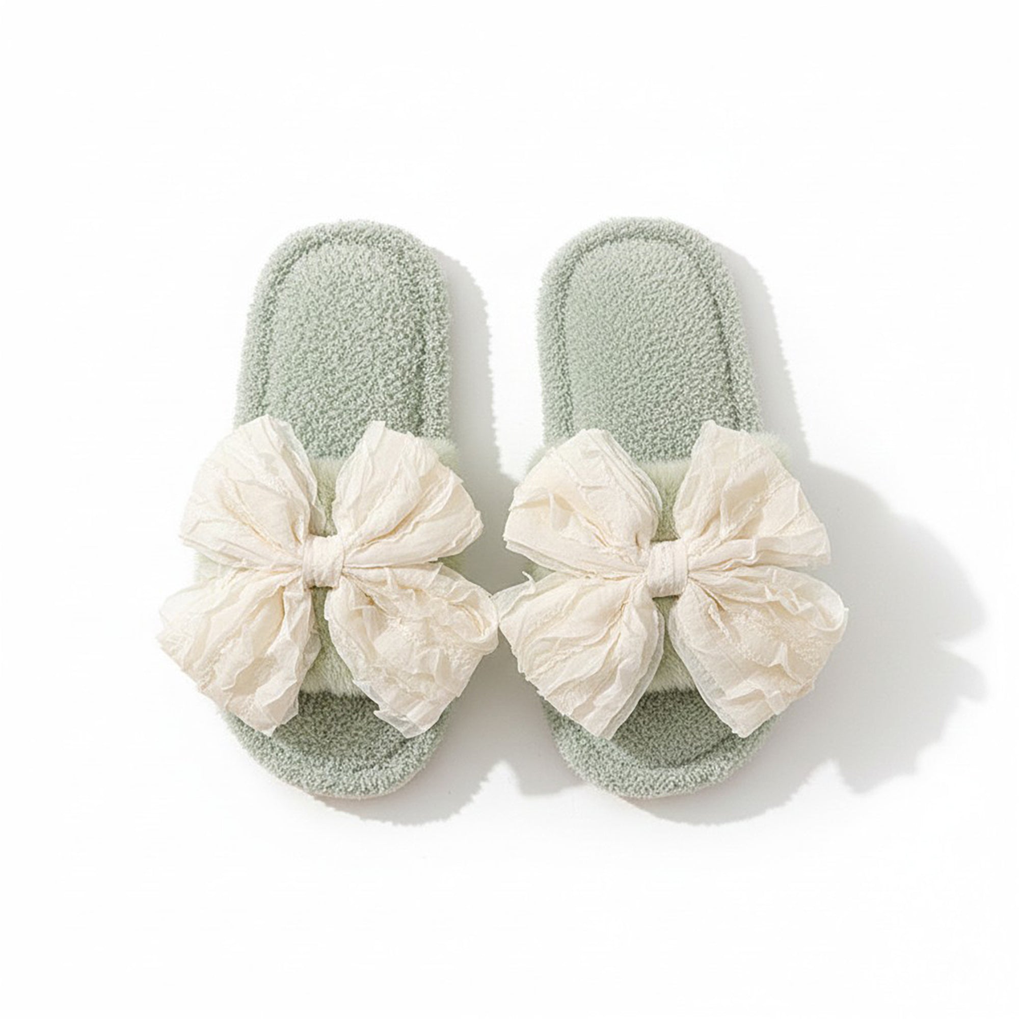 Anna-Kaci Lounge Women's Plush Slide House Slippers with Valentine Ruffled Bow Detail and Cushioned Footbed