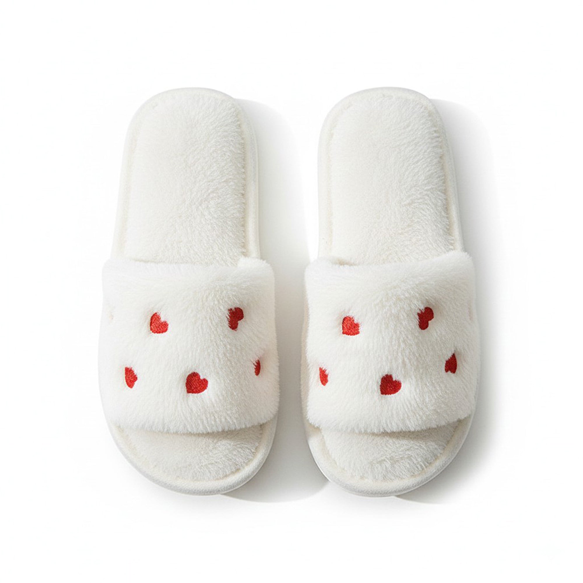 Anna-Kaci Lounge Women's Plush Slide House Slippers with Valentine Heart Pattern Upper and Cushioned Footbed