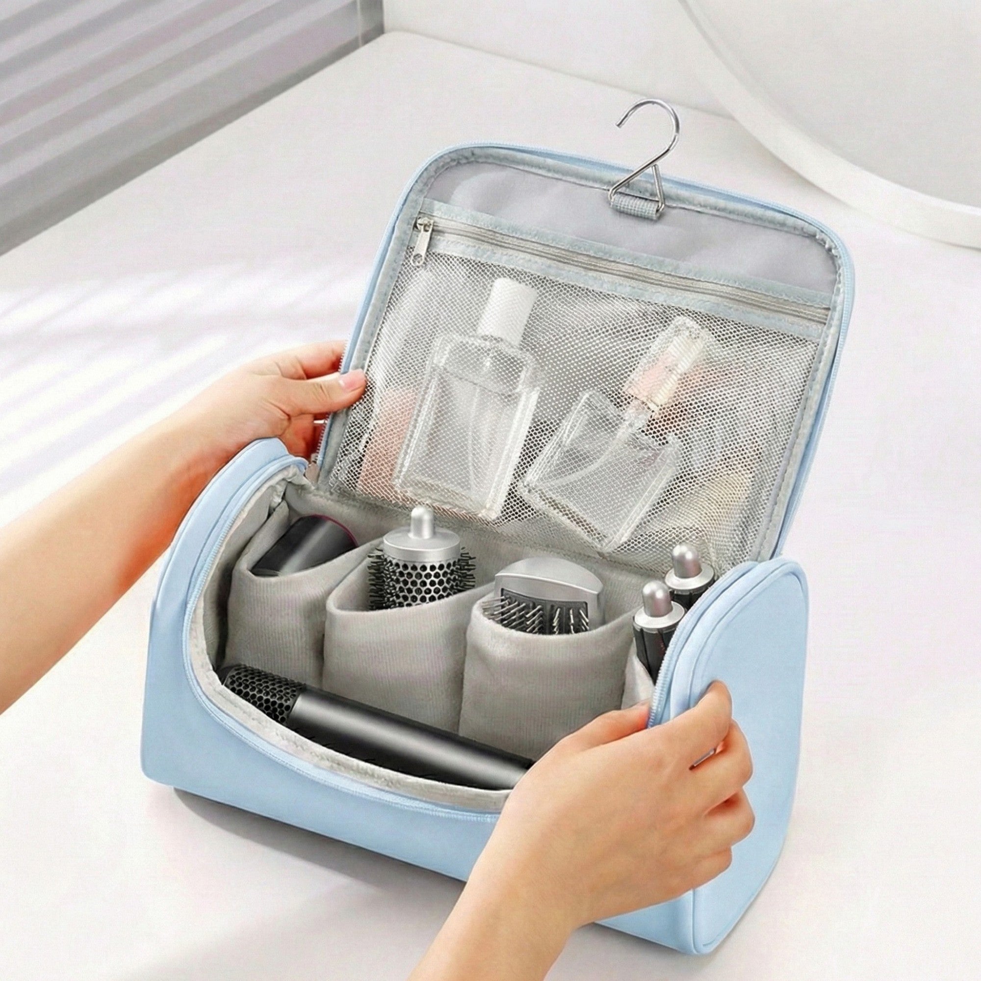 Anna-Kaci Portable Makeup Organizer Case with Multiple Compartments and Top Handle