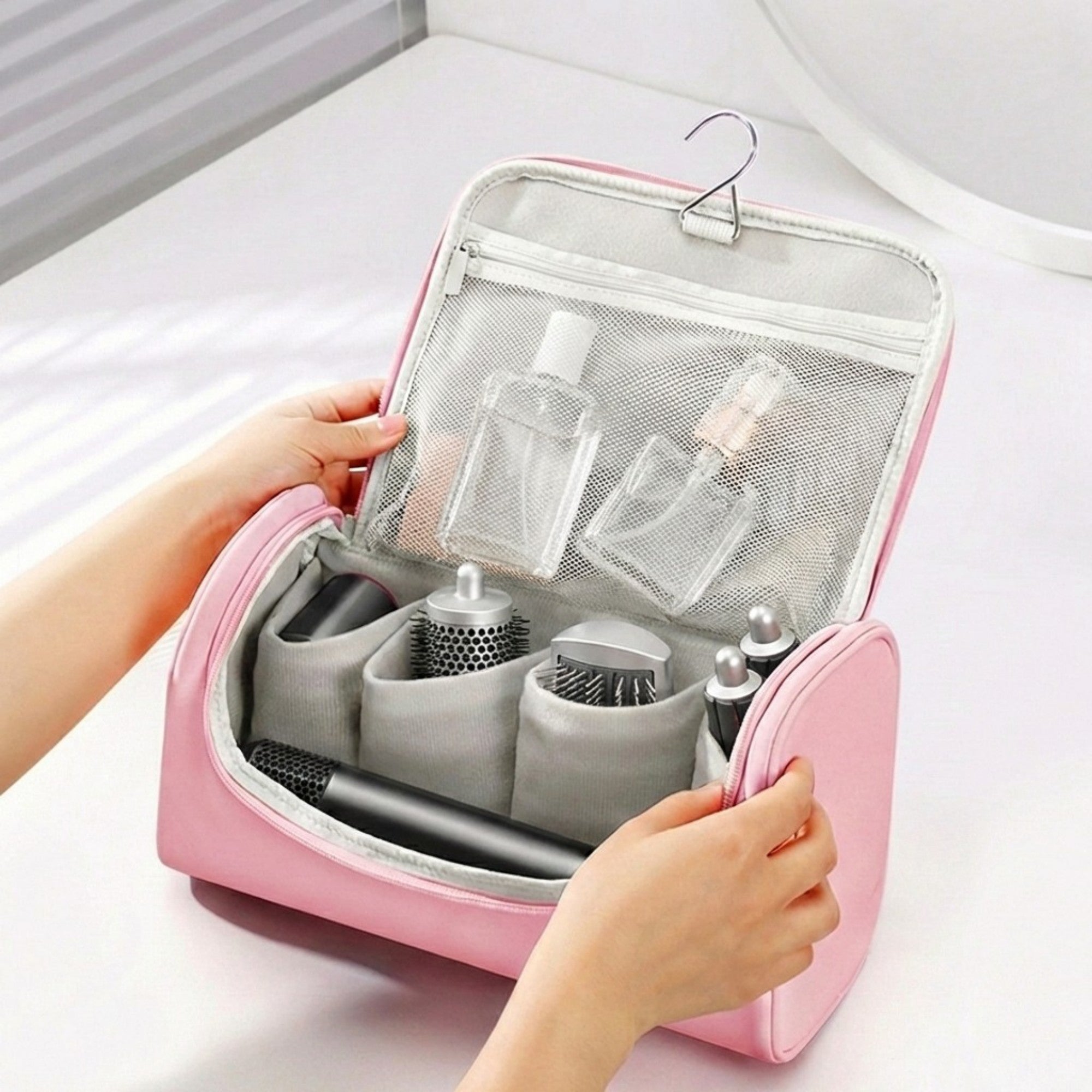 Anna-Kaci Portable Makeup Organizer Case with Multiple Compartments and Top Handle