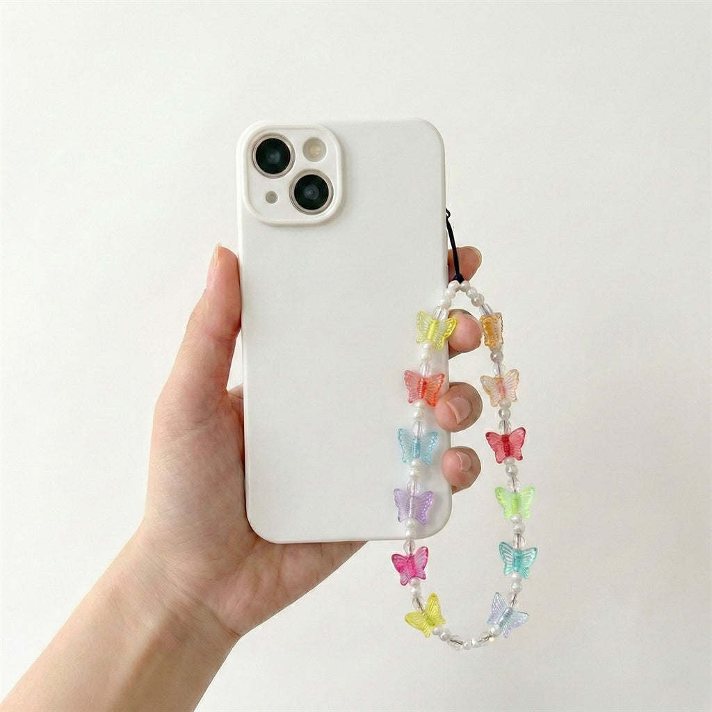 Anna-Kaci 3-PC Beaded Butterfly Phone Charm Strap with Colorful Acrylic Charms