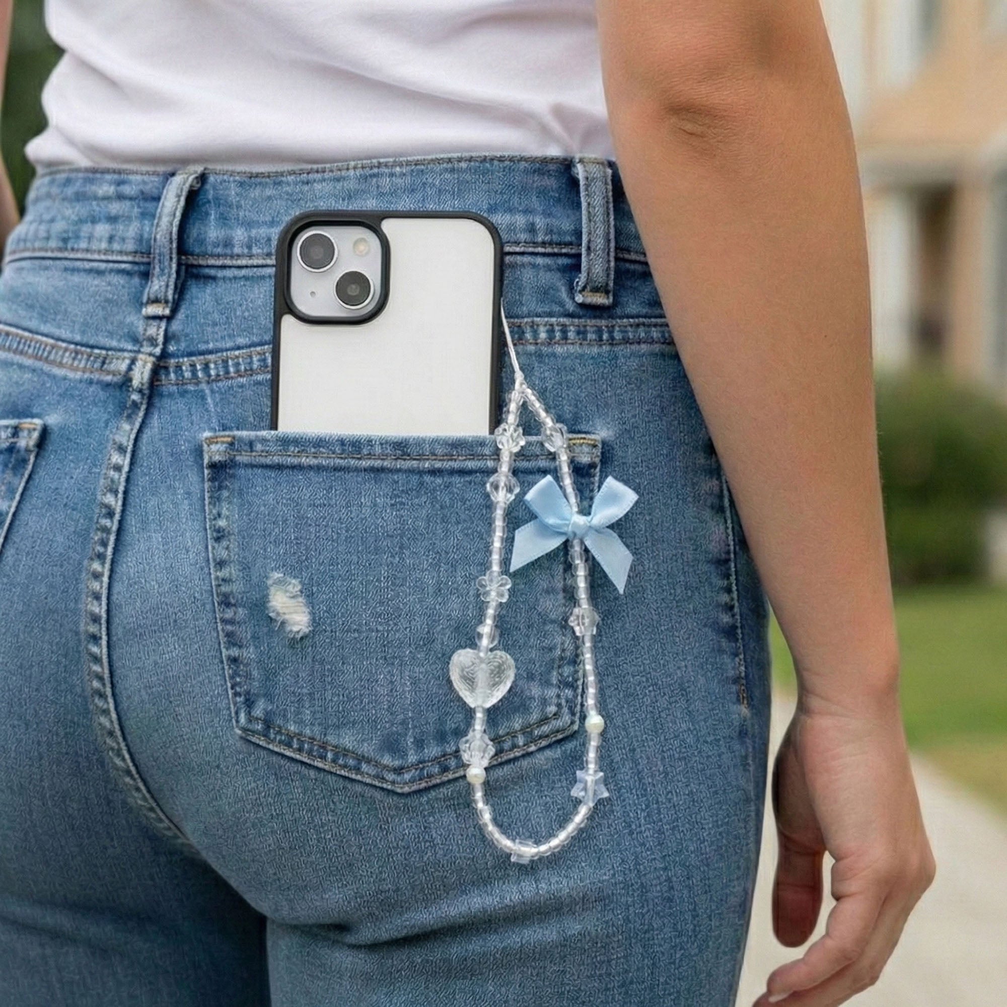 Anna-Kaci 3-PC Star Beaded Phone Charm Strap with Pearl-Style Accent Beads