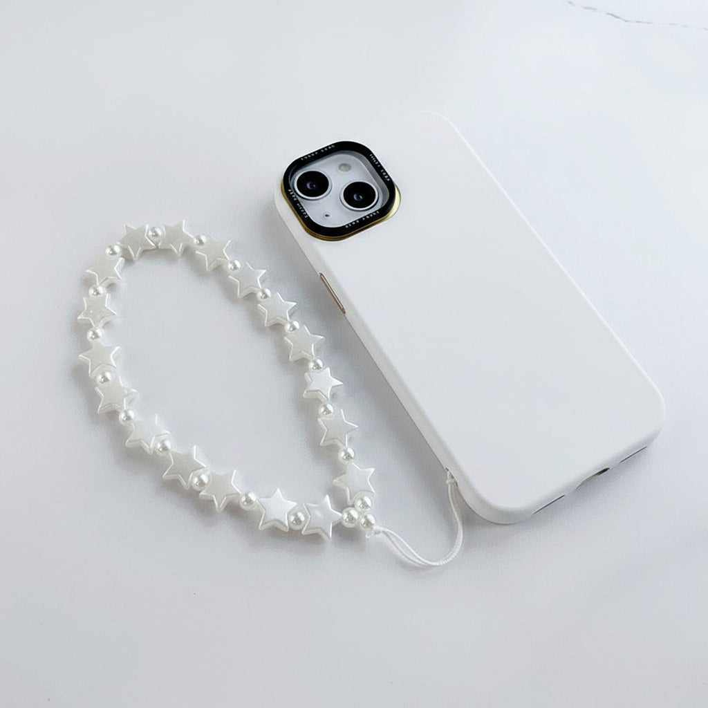 Anna-Kaci 3-PC Star Beaded Phone Charm Strap with Pearl-Style Accent Beads