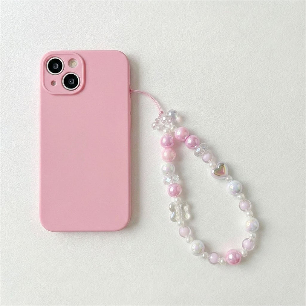 Anna-Kaci 3-PC Iridescent Beaded Phone Charm Strap with Heart Accent