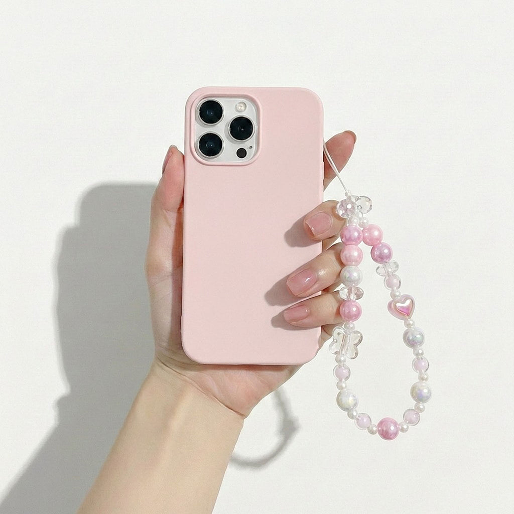 Anna-Kaci 3-PC Iridescent Beaded Phone Charm Strap with Heart Accent