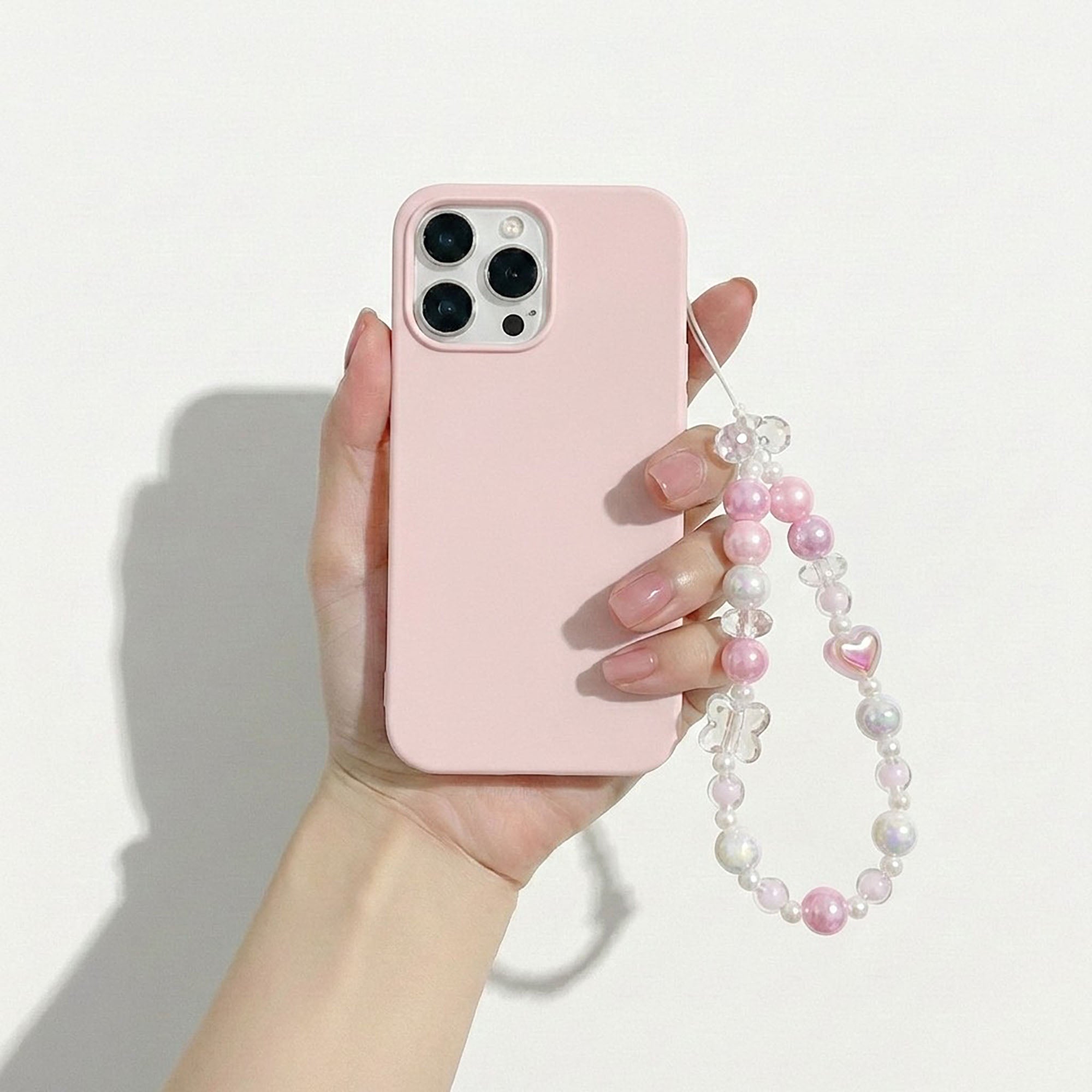Anna-Kaci 3-PC Iridescent Beaded Phone Charm Strap with Heart Accent