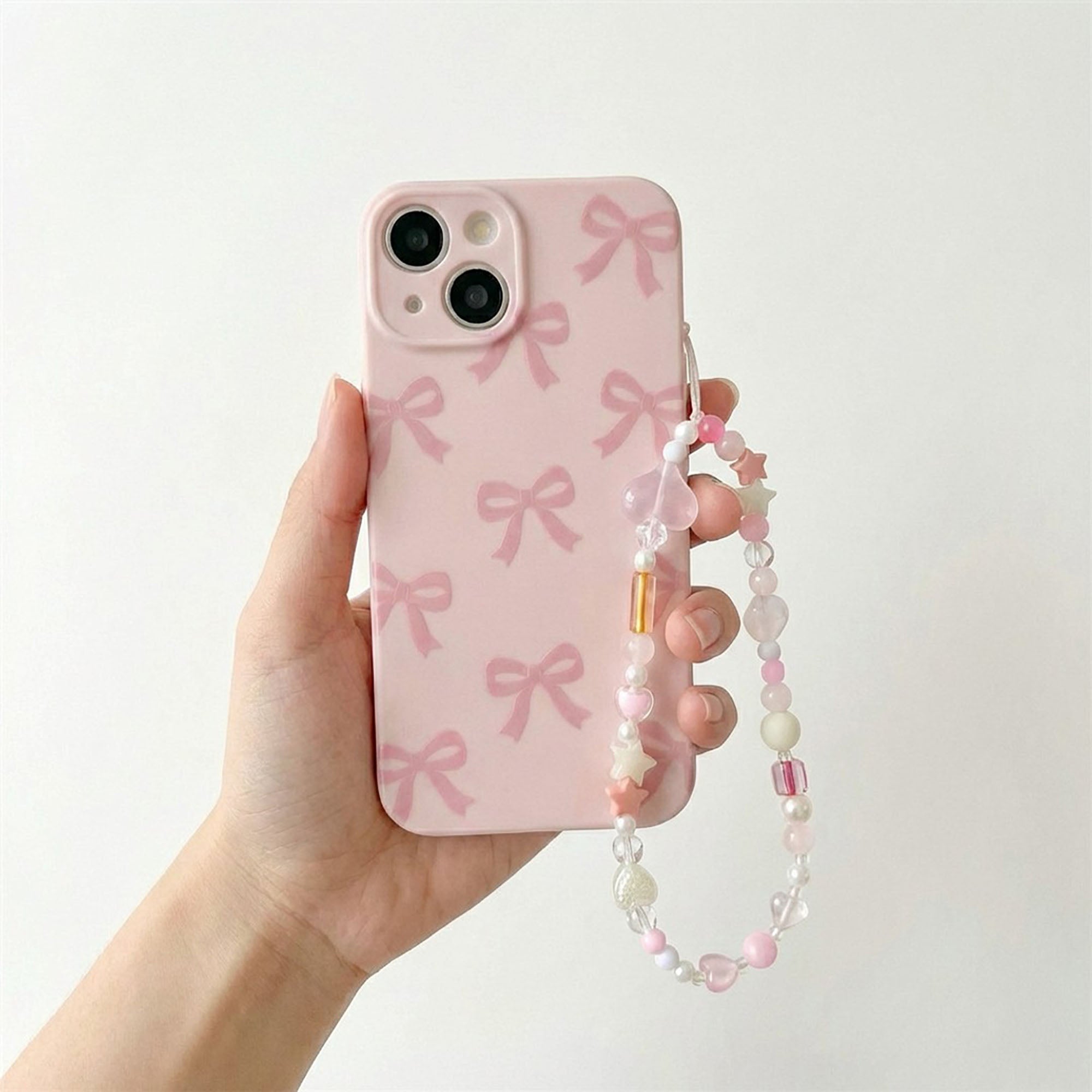 Anna-Kaci 3-PC Iridescent Beaded Phone Charm Strap with Heart Accent