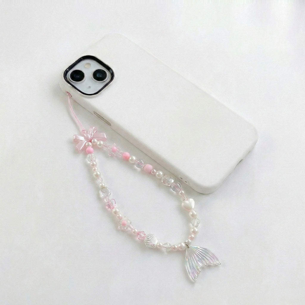 Anna-Kaci 3-PC Iridescent Beaded Phone Charm Strap with Heart Accent