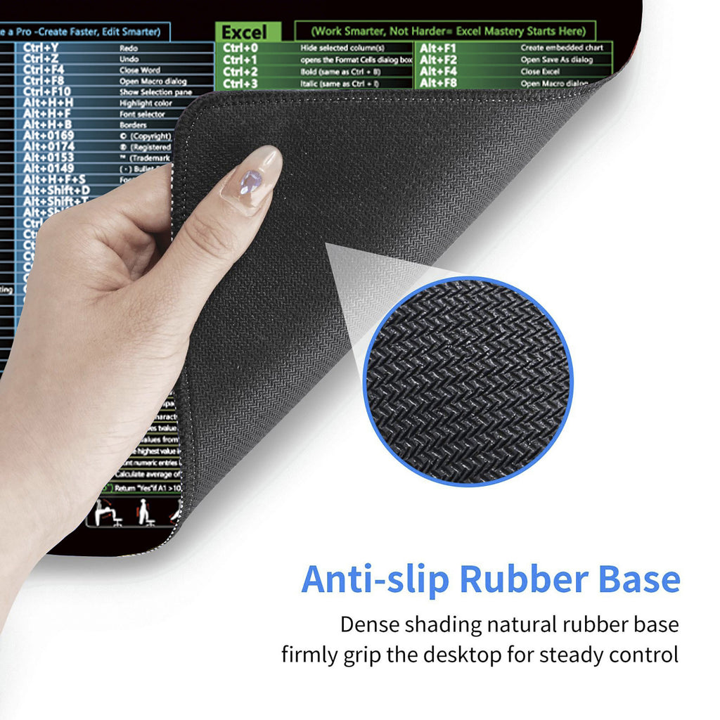 Anna-Kaci Extended Desk Mouse Pad with Office Shortcut Guide Smooth Surface Non Slip Rubber Base