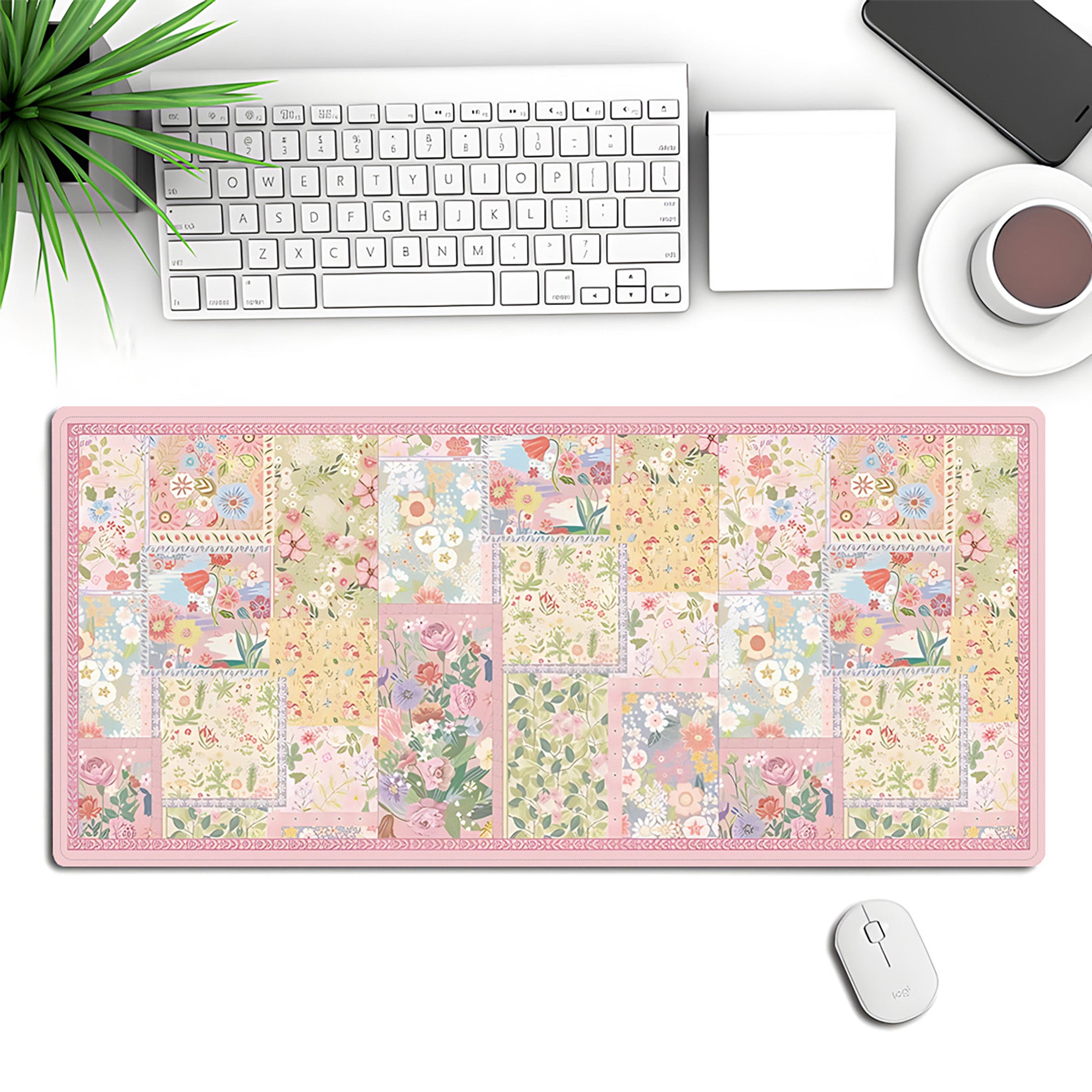 Anna-Kaci Extended Floral Desk Mouse Pad with Smooth Surface and Anti Slip Rubber Base