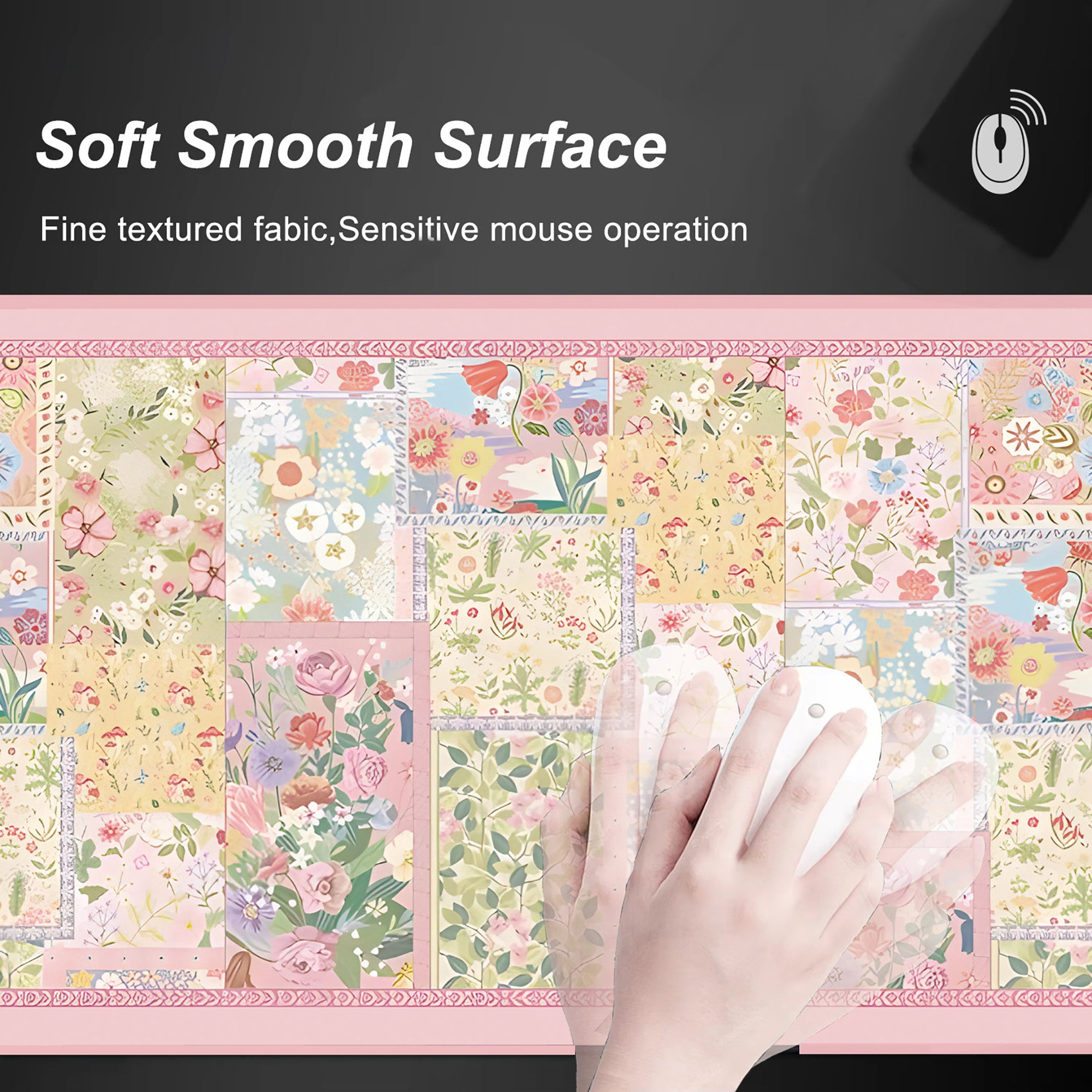 Anna-Kaci Extended Floral Desk Mouse Pad with Smooth Surface and Anti Slip Rubber Base