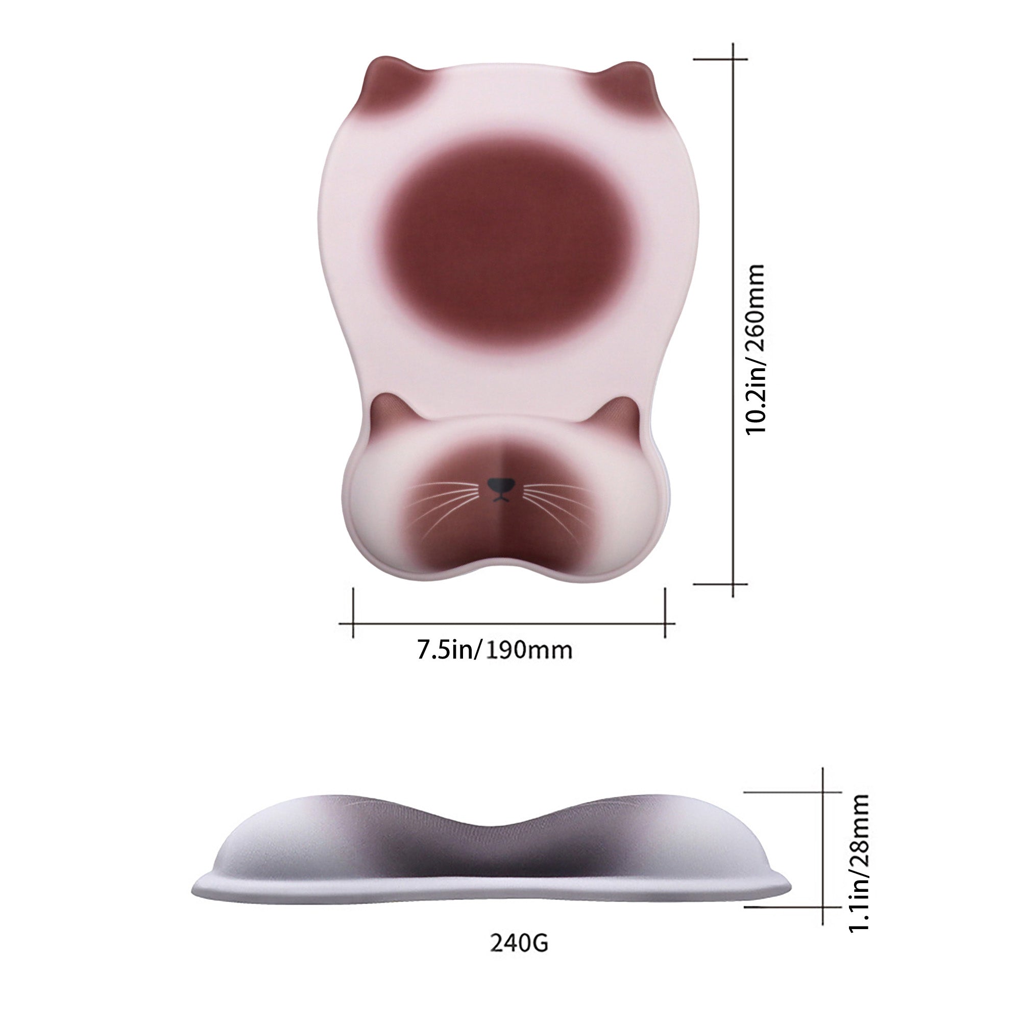 Anna-Kaci Cute Cat Mouse Pad With Soft Wrist Support And Non Slip Base