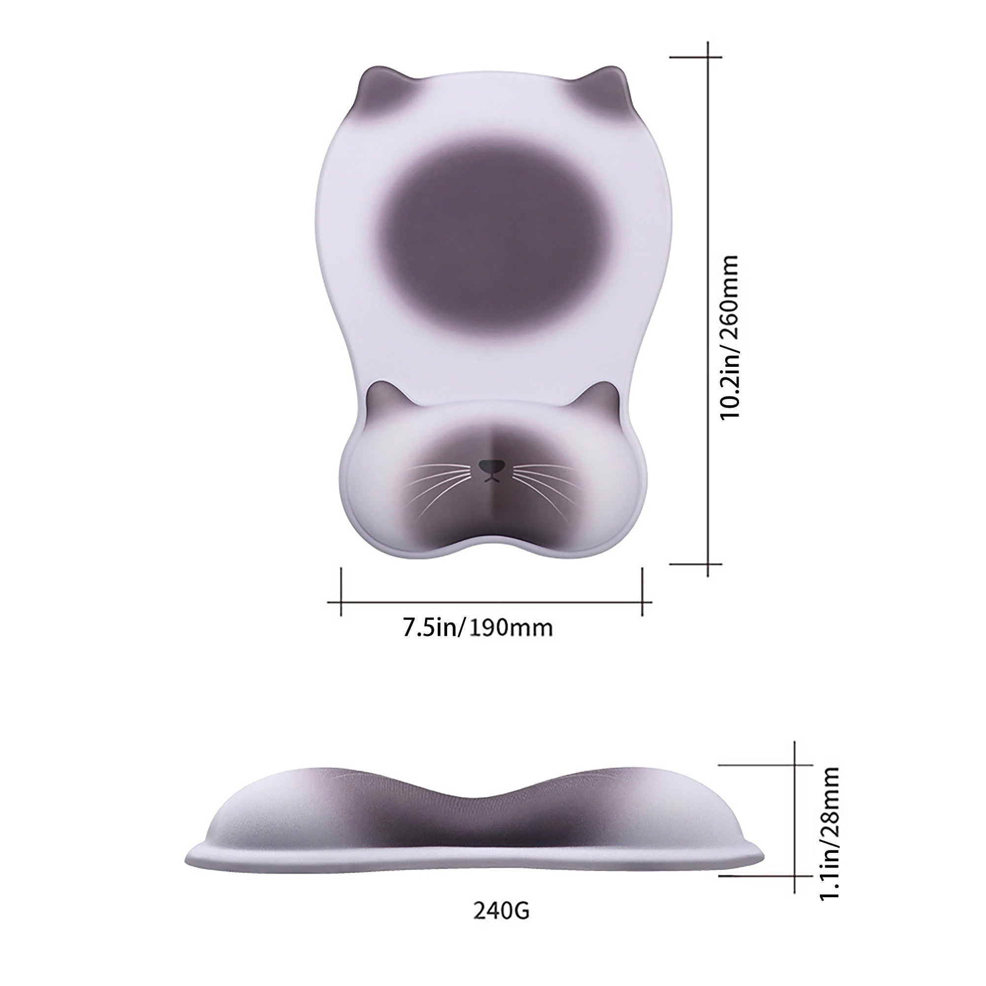 Anna-Kaci Cute Cat Mouse Pad With Soft Wrist Support And Non Slip Base