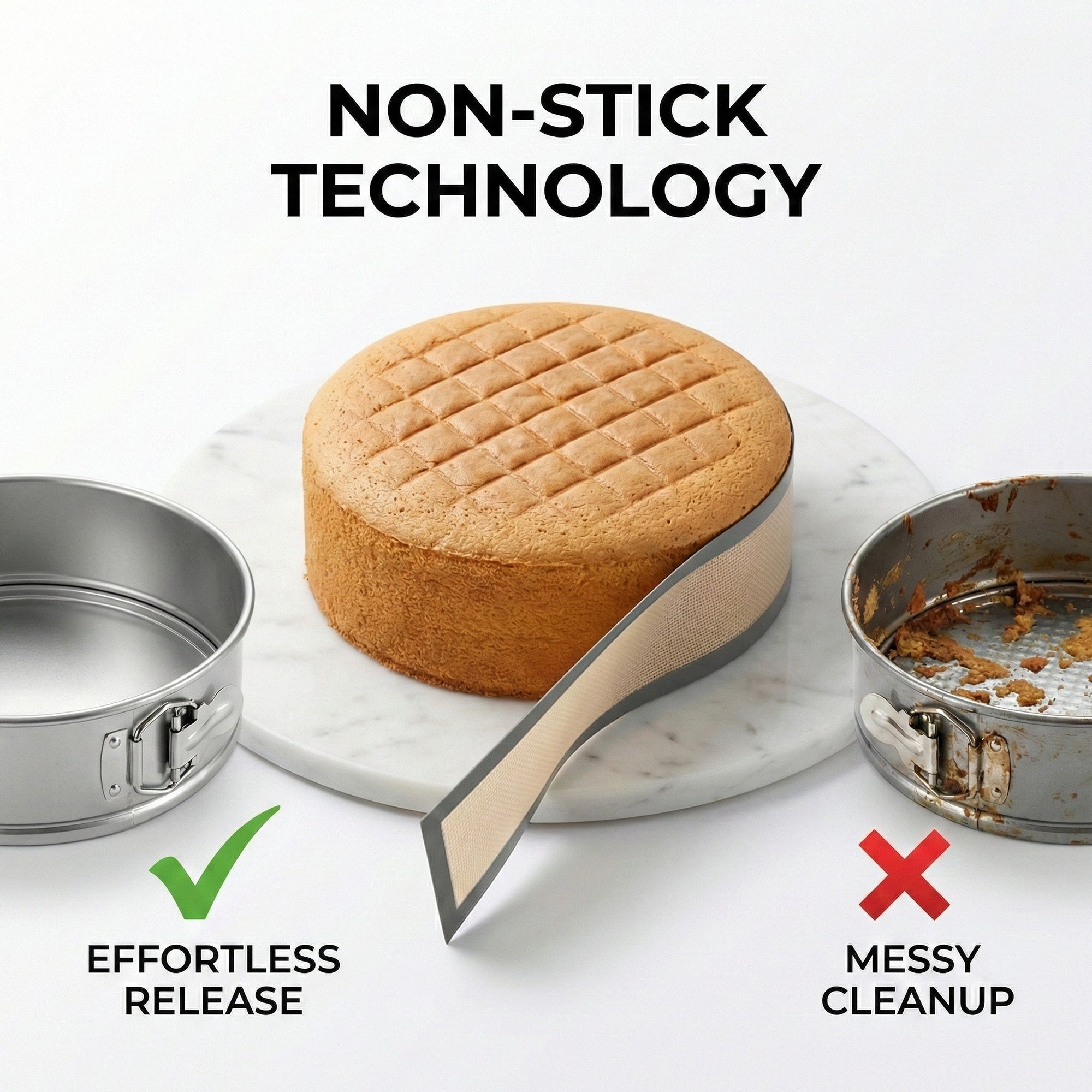 Anna-Kaci Reusable Cake Pan Liner Ring with Nonstick Mesh Design