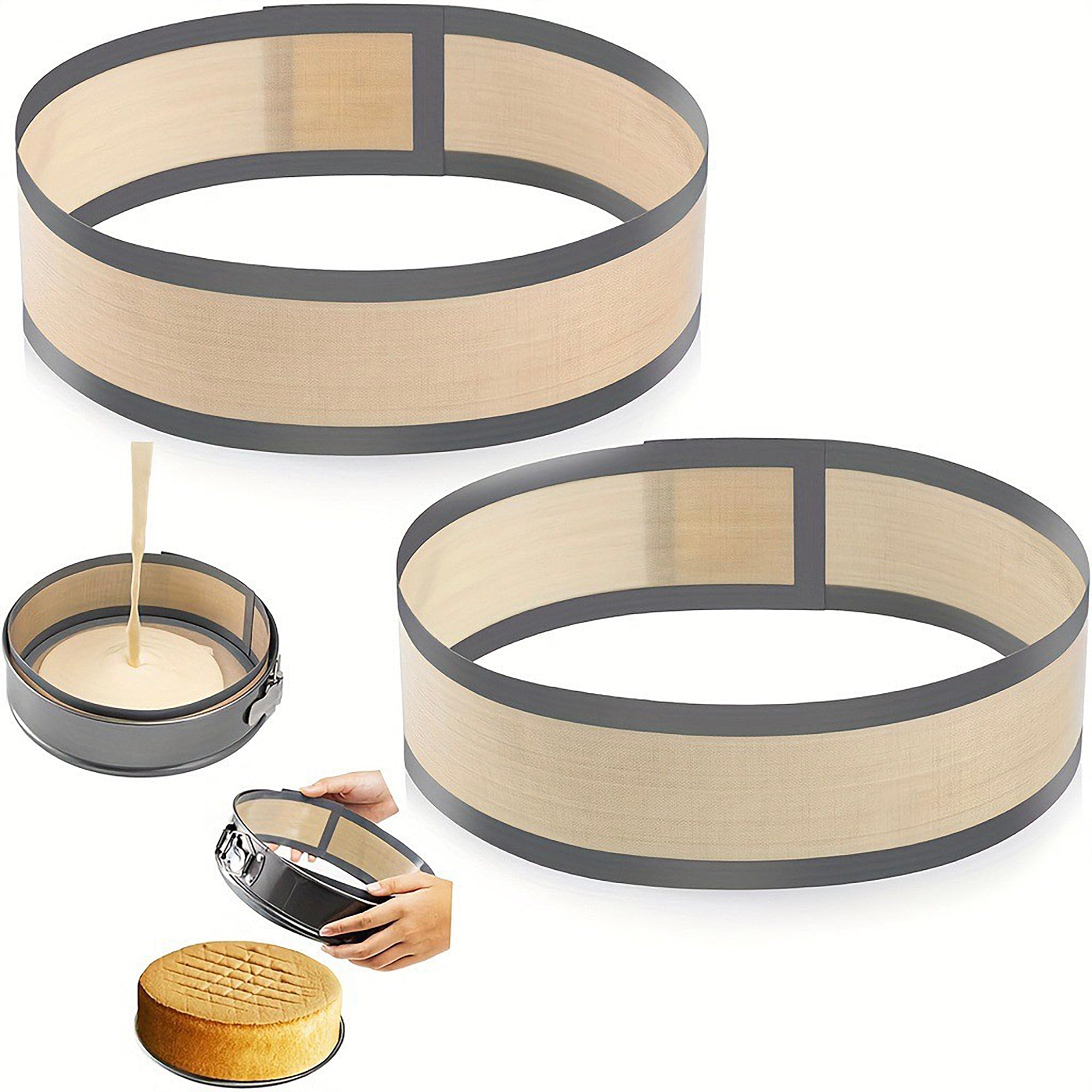 Anna-Kaci Reusable Cake Pan Liner Ring with Nonstick Mesh Design