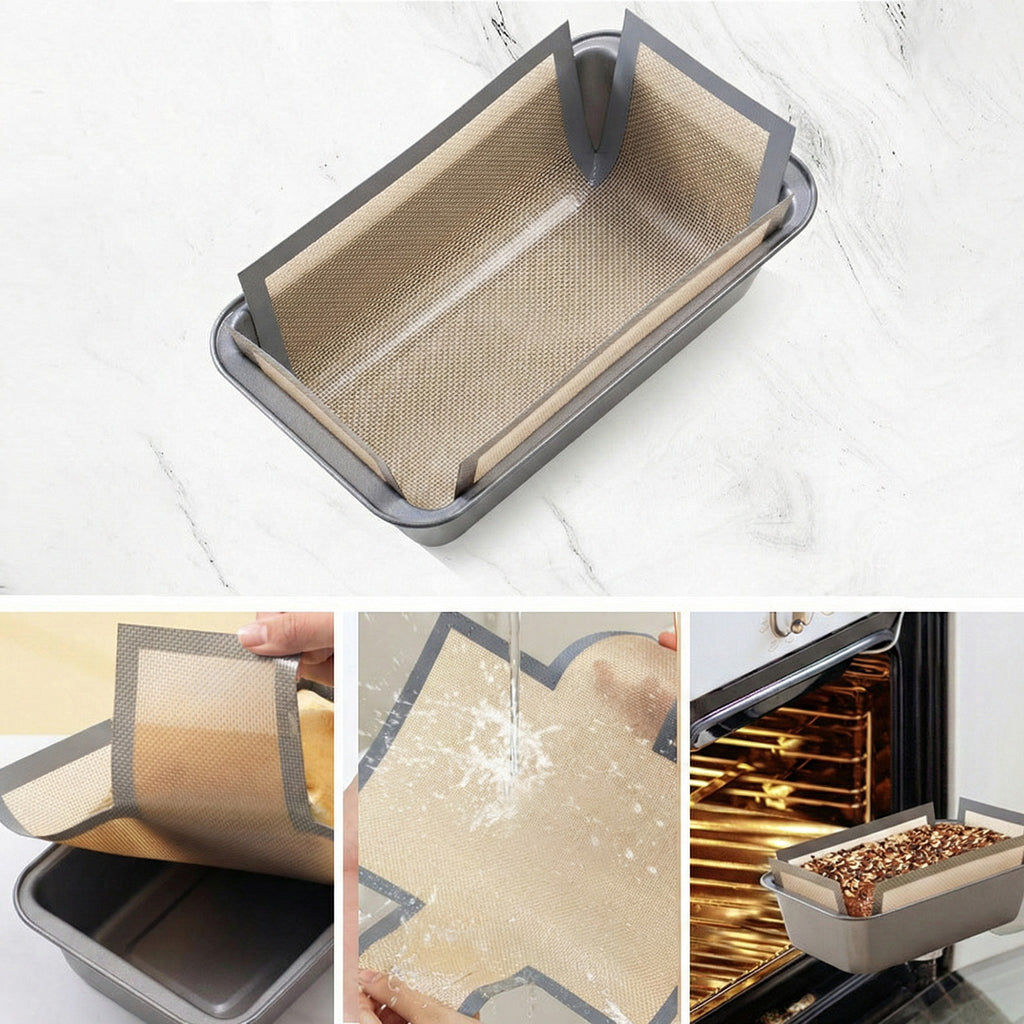 Anna-Kaci 3-Piece Reusable Loaf Pan Liner with Nonstick Mesh and Easy Lift Design